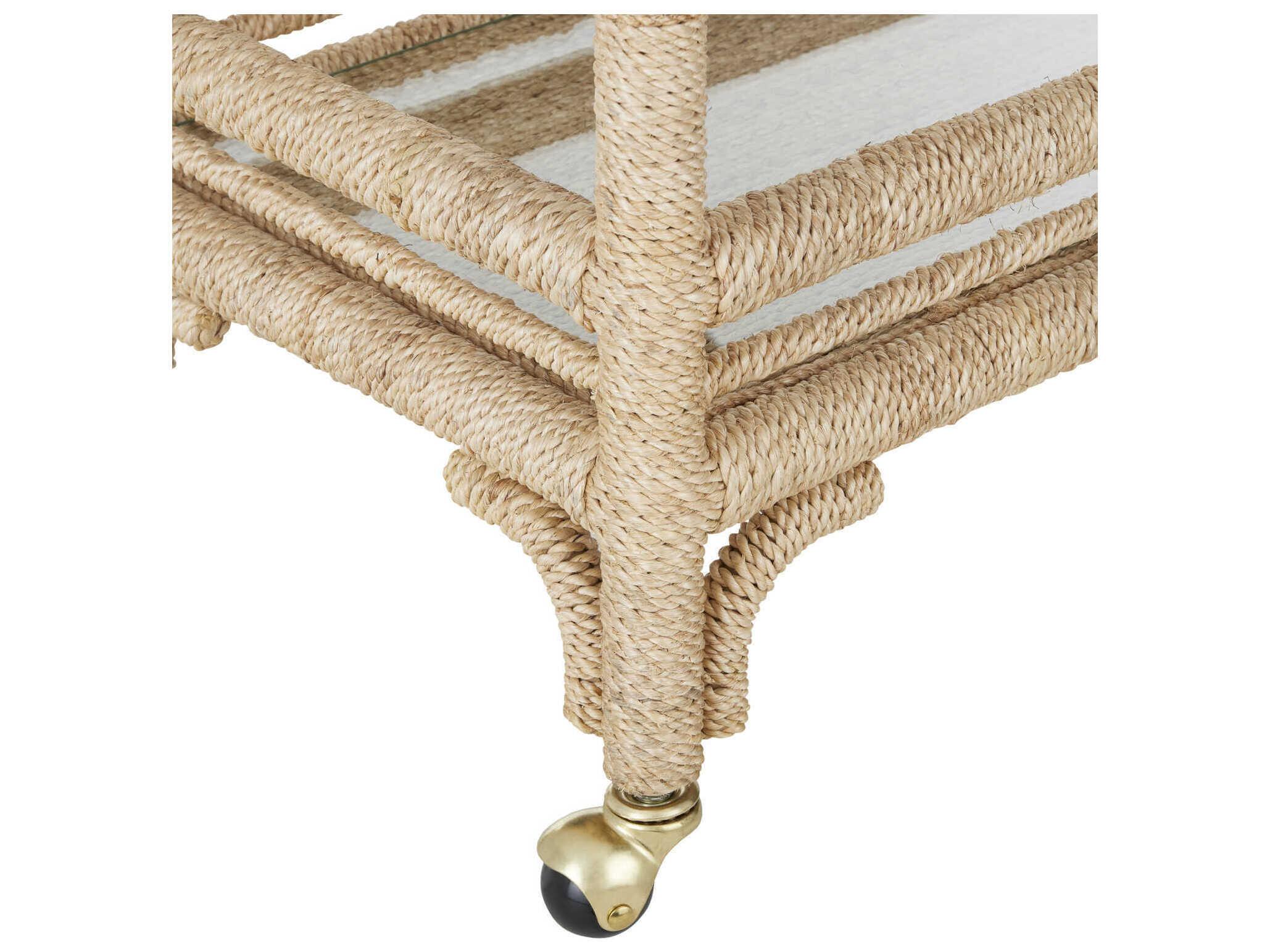 Currey & Company Olisa Glass Natural Clear Bar Cart