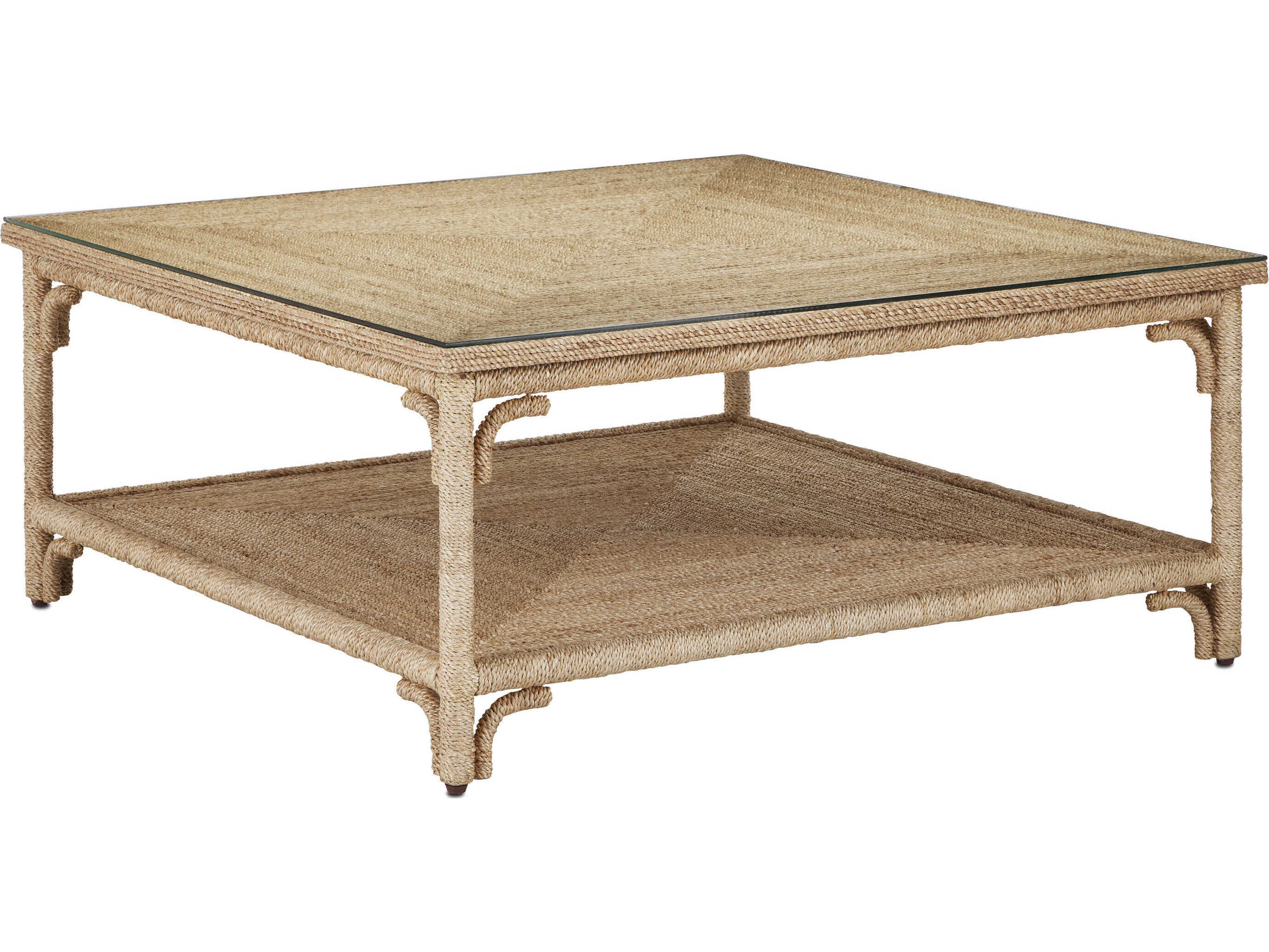 Currey & Company Olisa Square Glass Natural clear Coffee Table