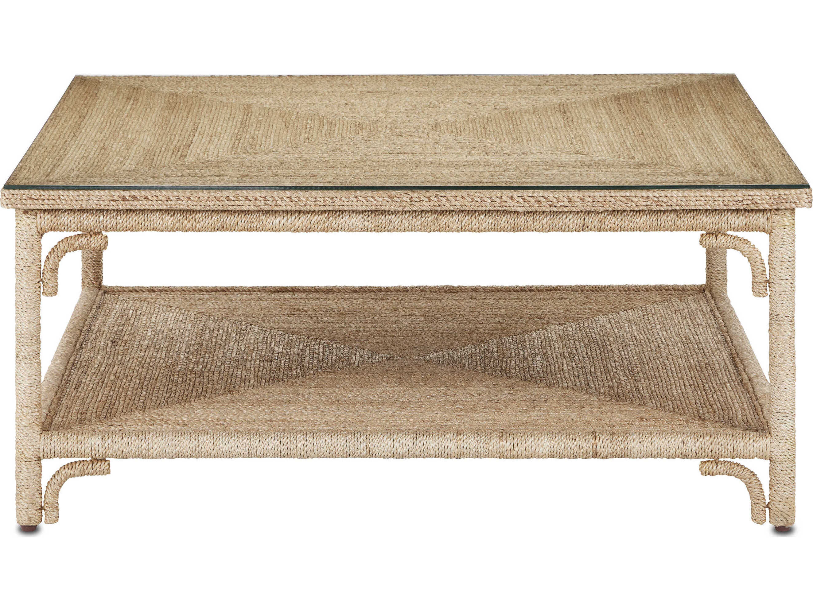 Currey & Company Olisa Square Glass Natural clear Coffee Table