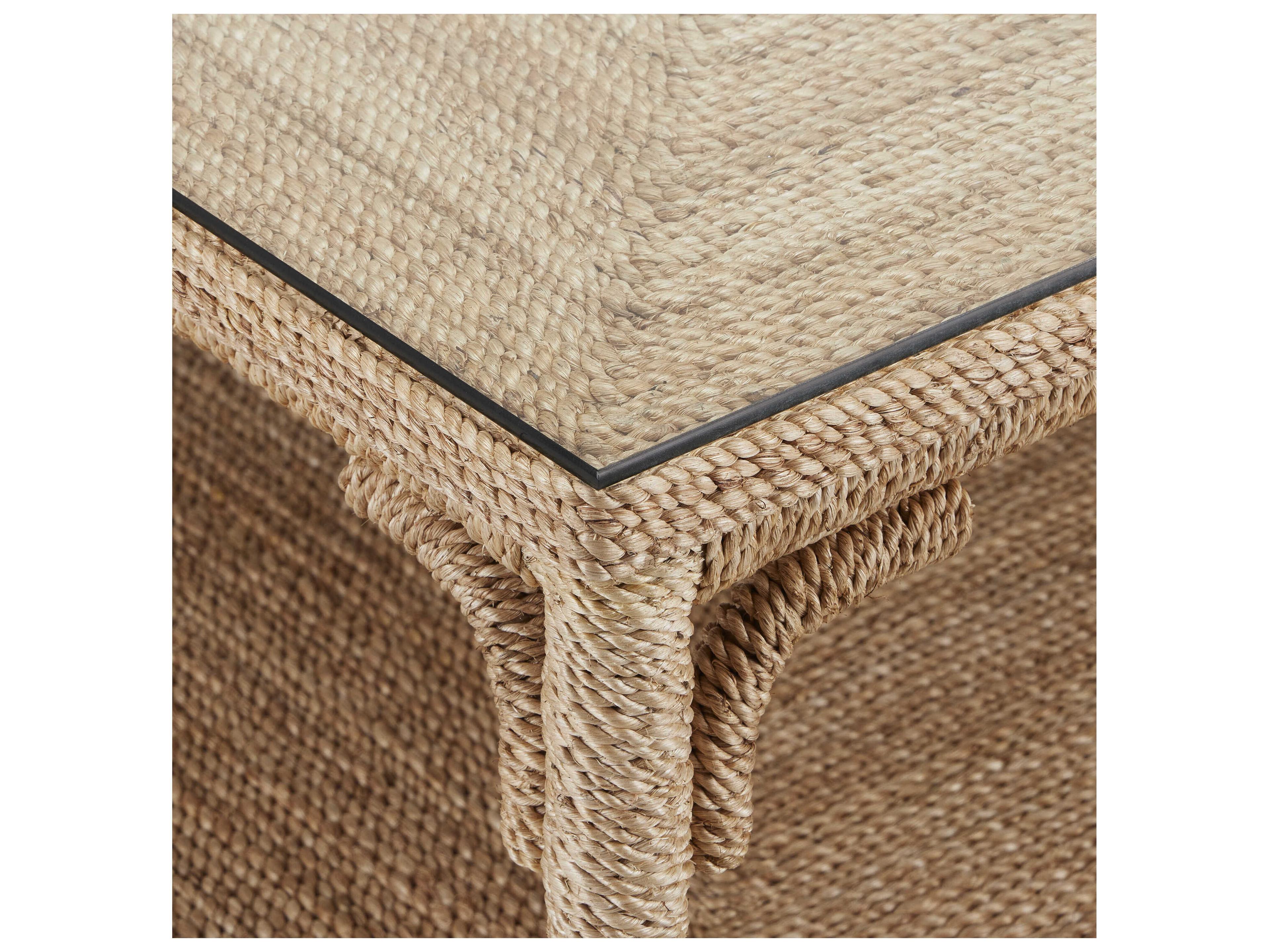 Currey & Company Olisa Square Glass Natural clear Coffee Table