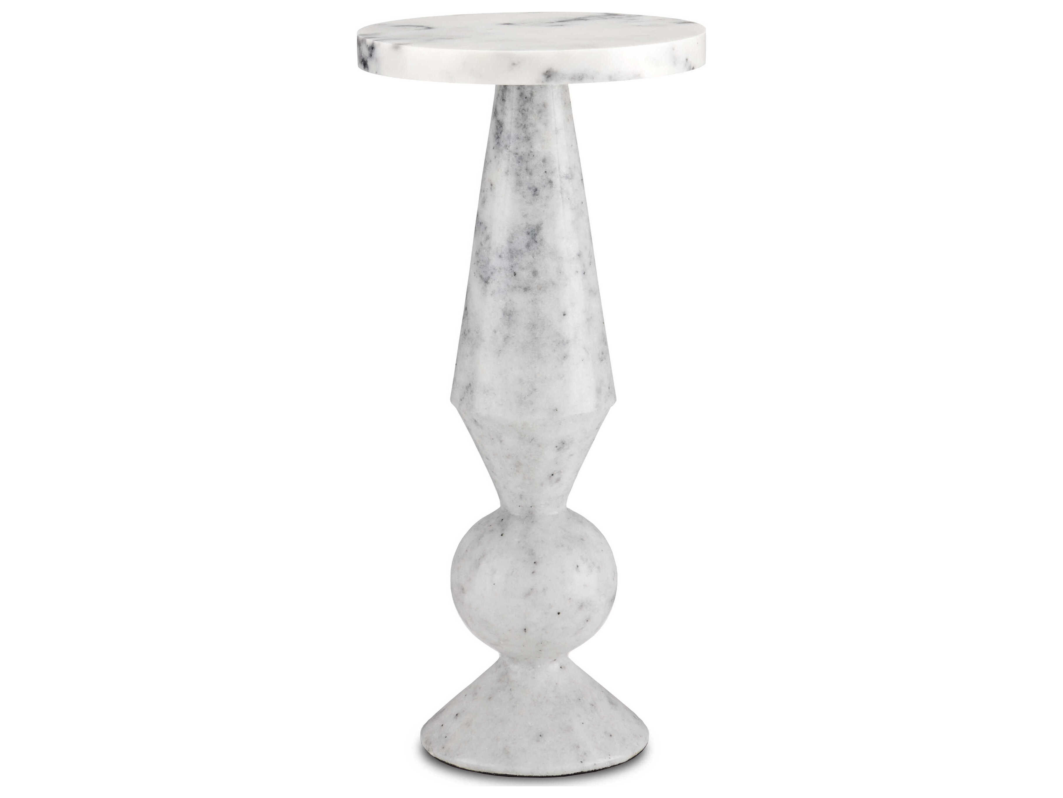 Currey & Company Quince Round Marble White End Table