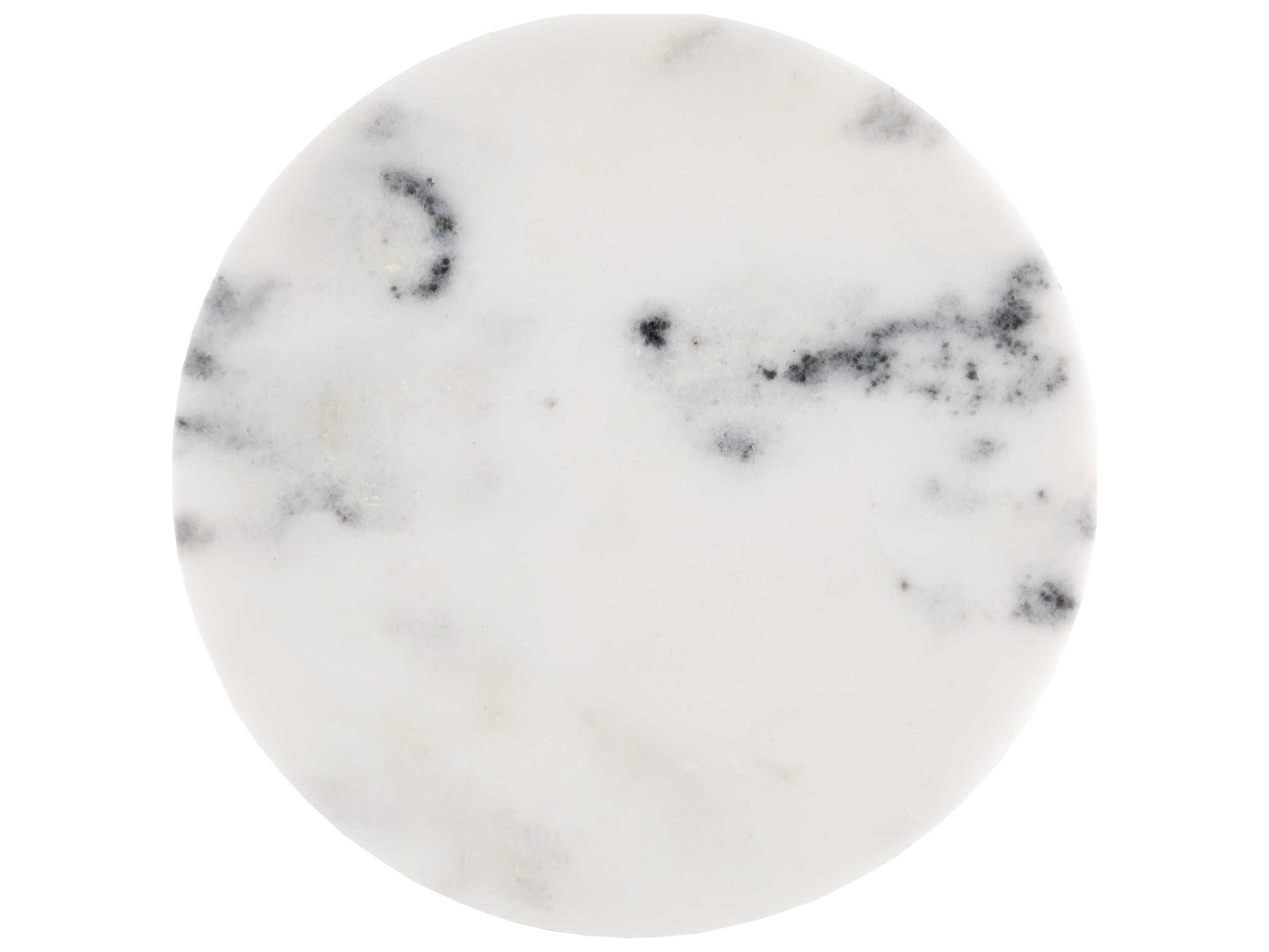 Currey & Company Quince Round Marble White End Table