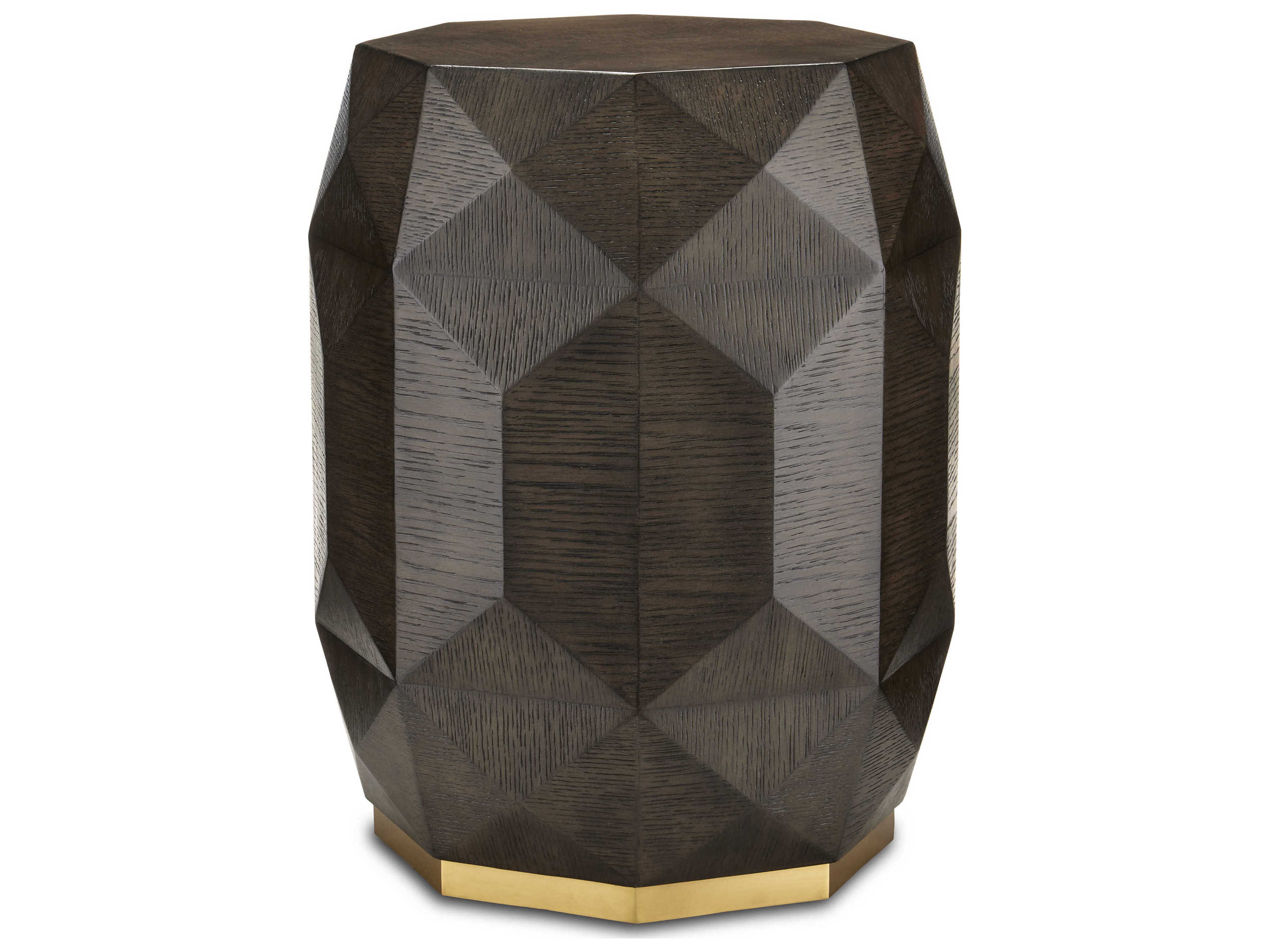 Currey & Company Kendall Hexagon Wood Dove Gray polished Brass End Table