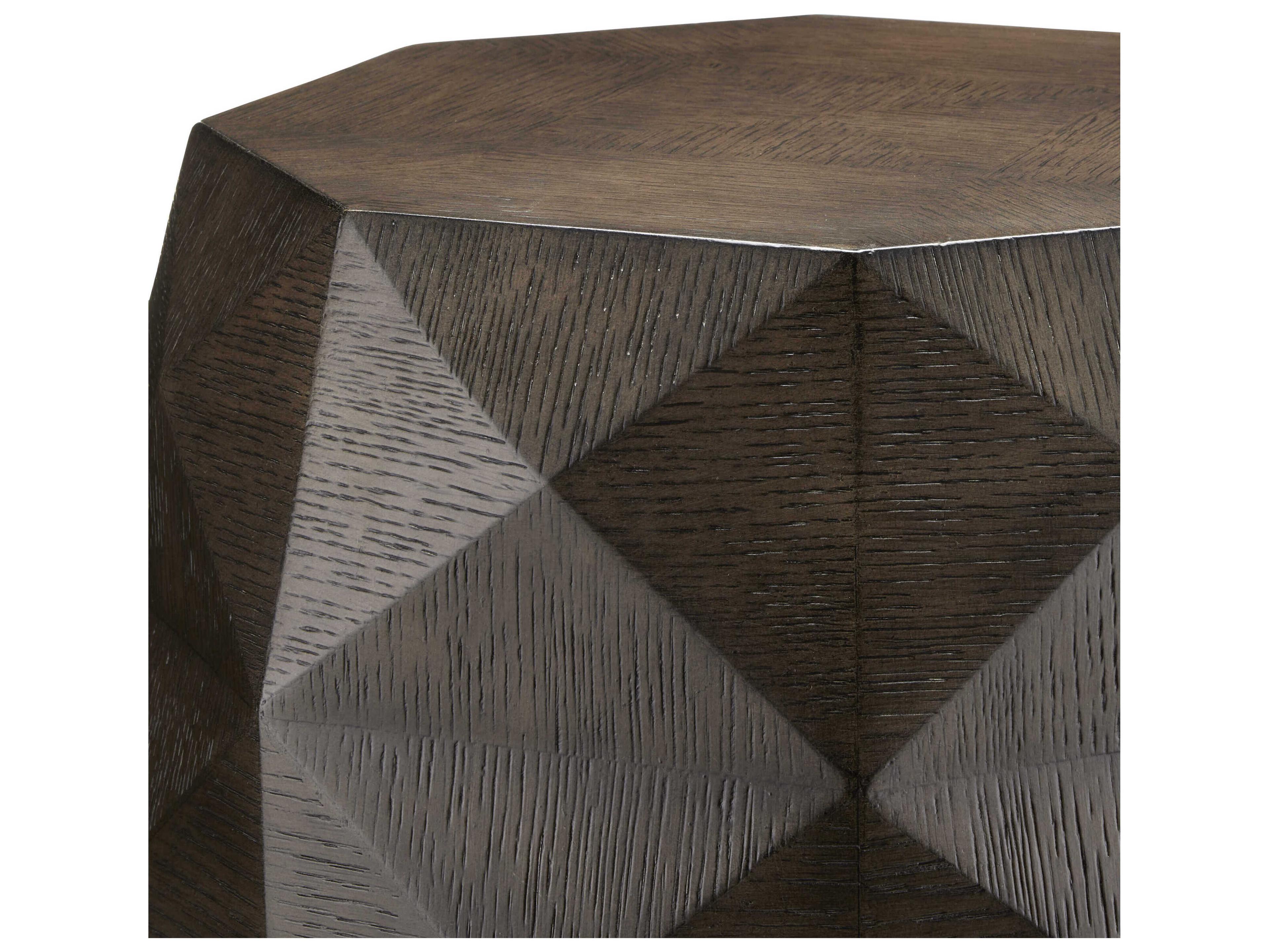Currey & Company Kendall Hexagon Wood Dove Gray polished Brass End Table