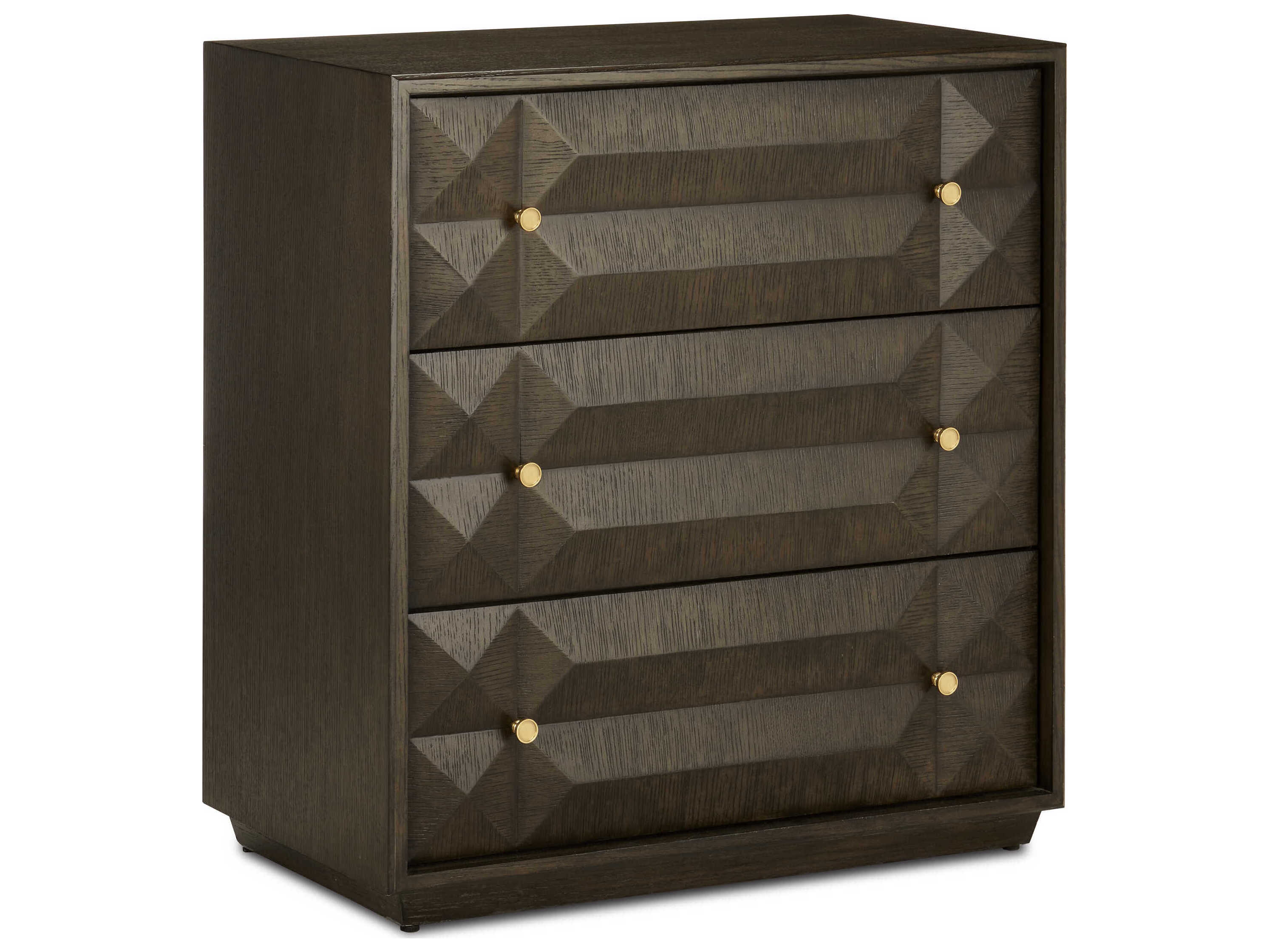 Currey & Company Kendall Dove Gray Polished Brass Solid Wood Accent Chest