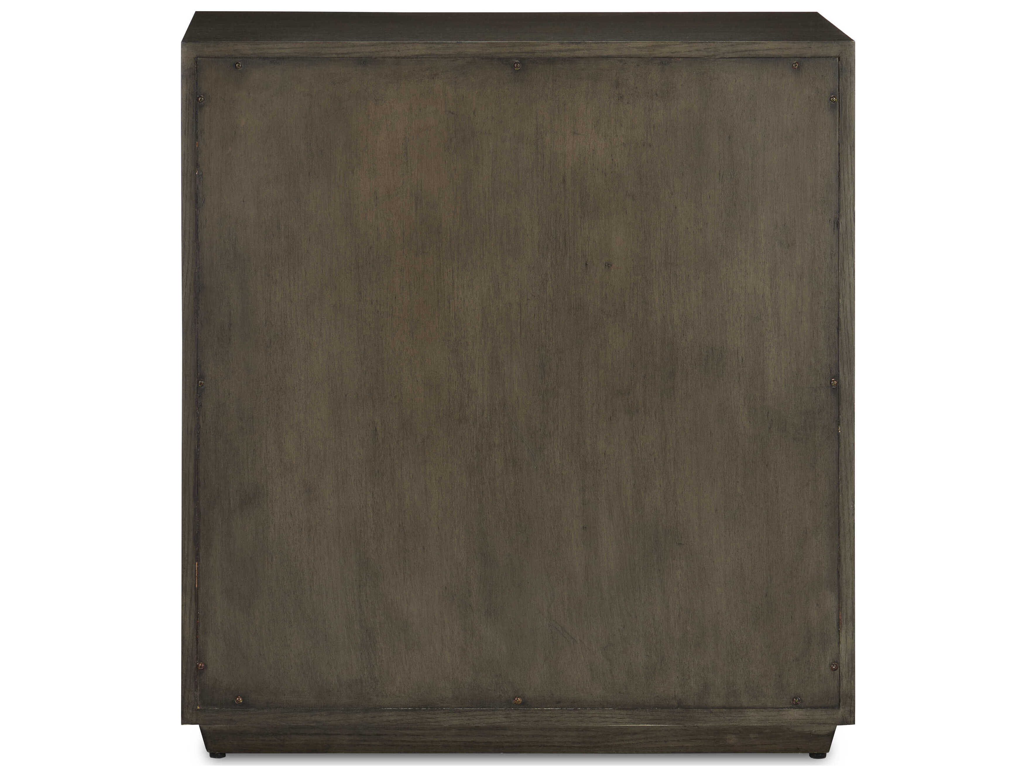 Currey & Company Kendall Dove Gray Polished Brass Solid Wood Accent Chest