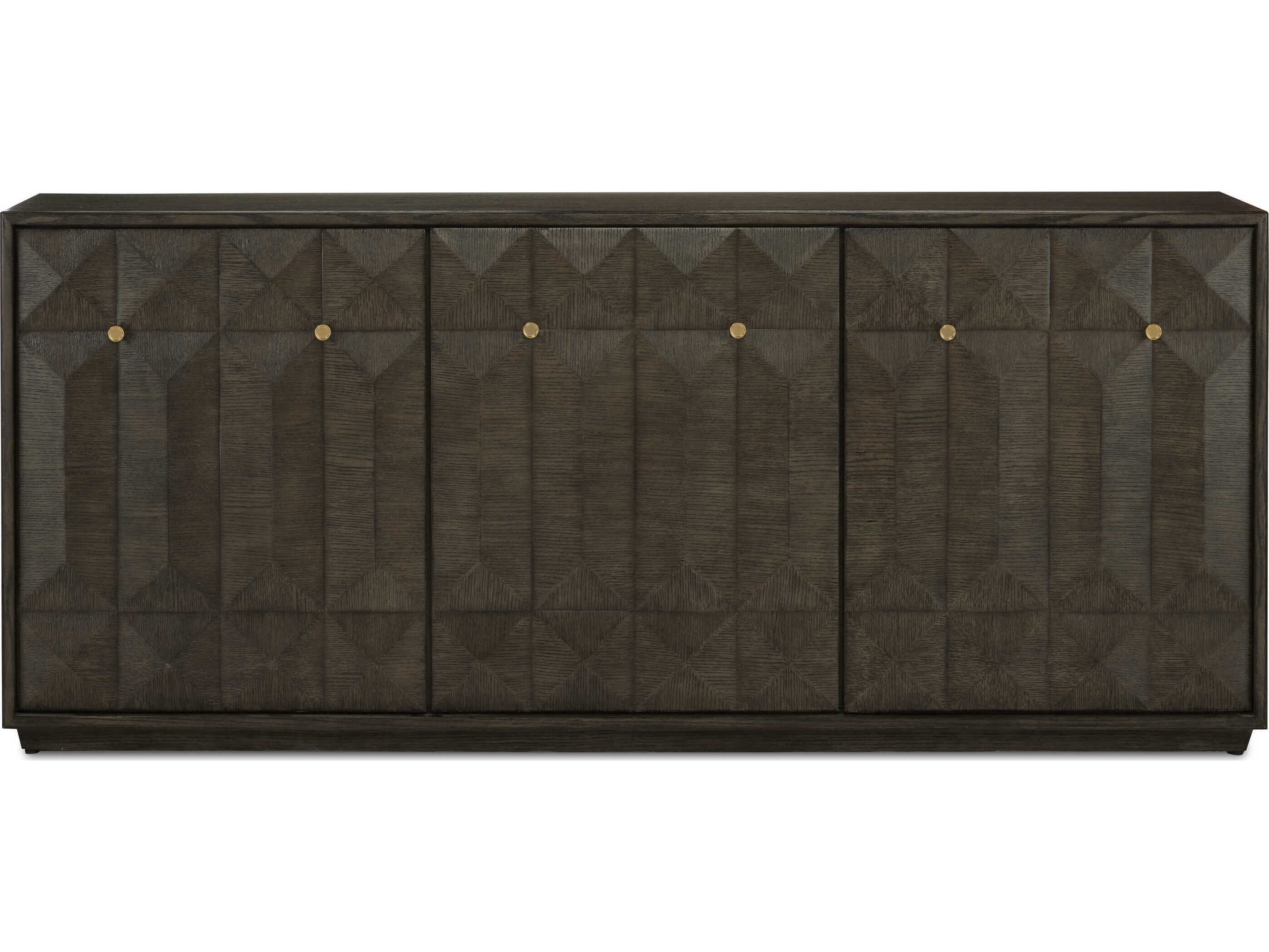 Currey & Company Kendall 78" Solid Wood Dove Gray Polished Brass Credenza Sideboard