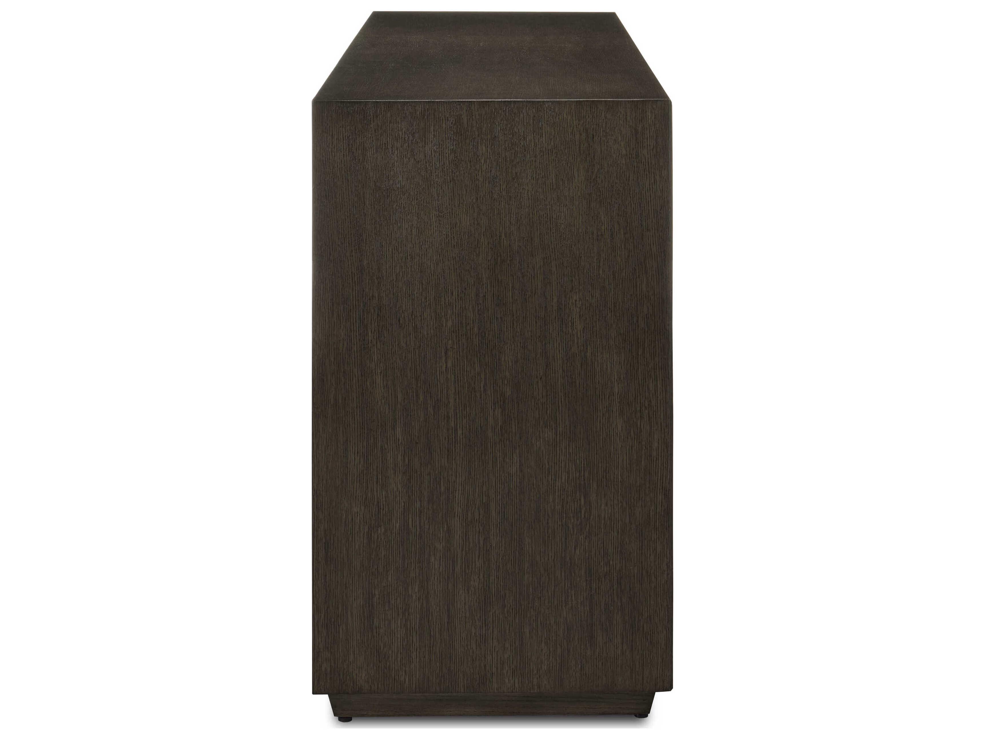 Currey & Company Kendall 78" Solid Wood Dove Gray Polished Brass Credenza Sideboard