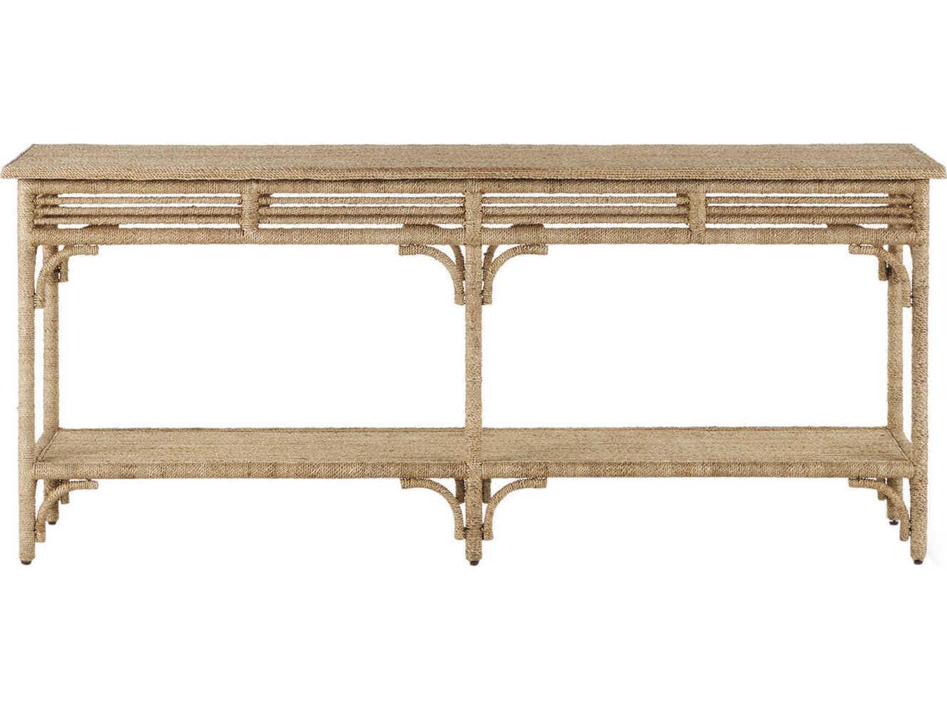 Currey & Company Olisa Rectangular Wood Natural Brown Carafe Console Table