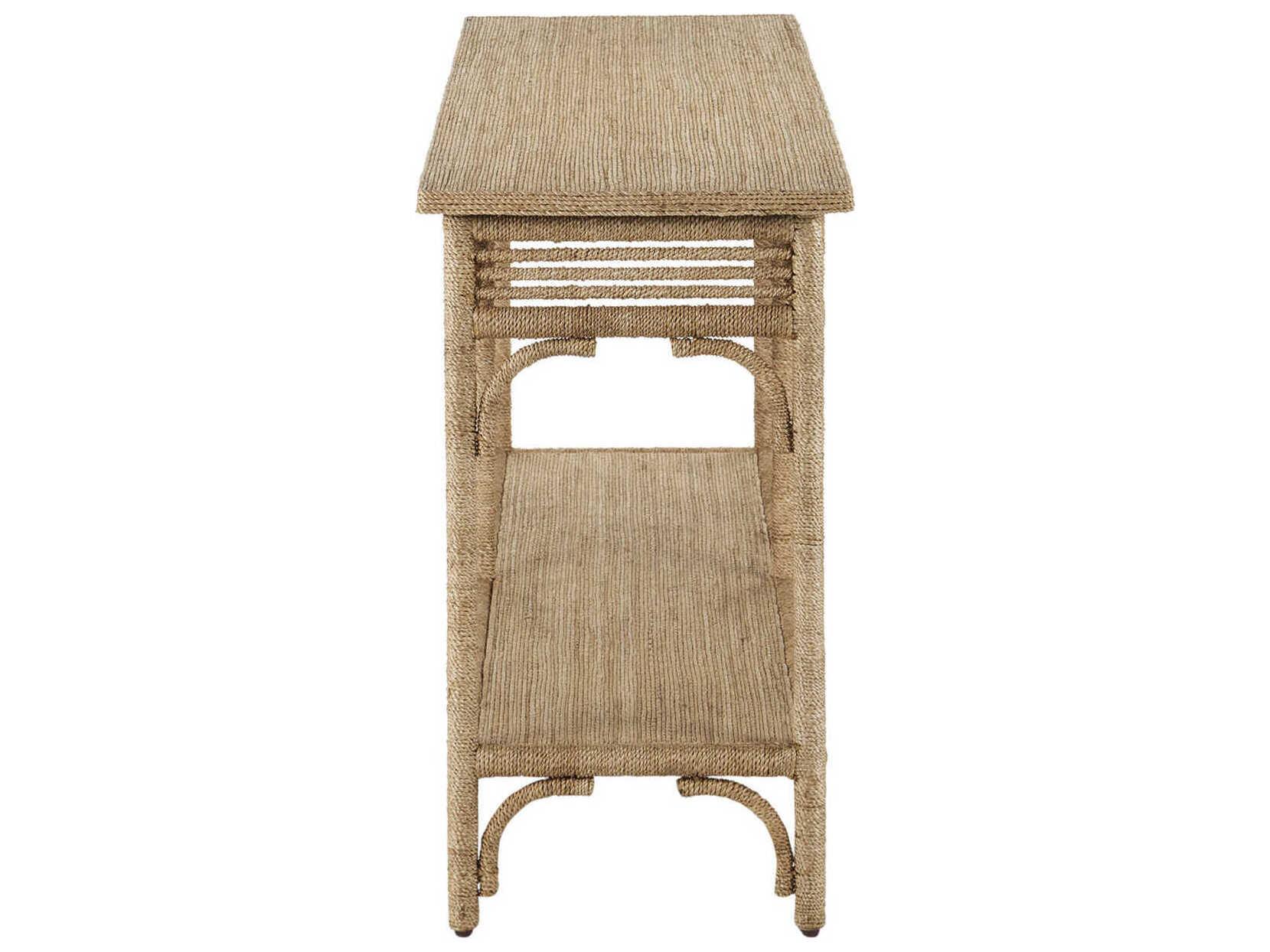 Currey & Company Olisa Rectangular Wood Natural Brown Carafe Console Table