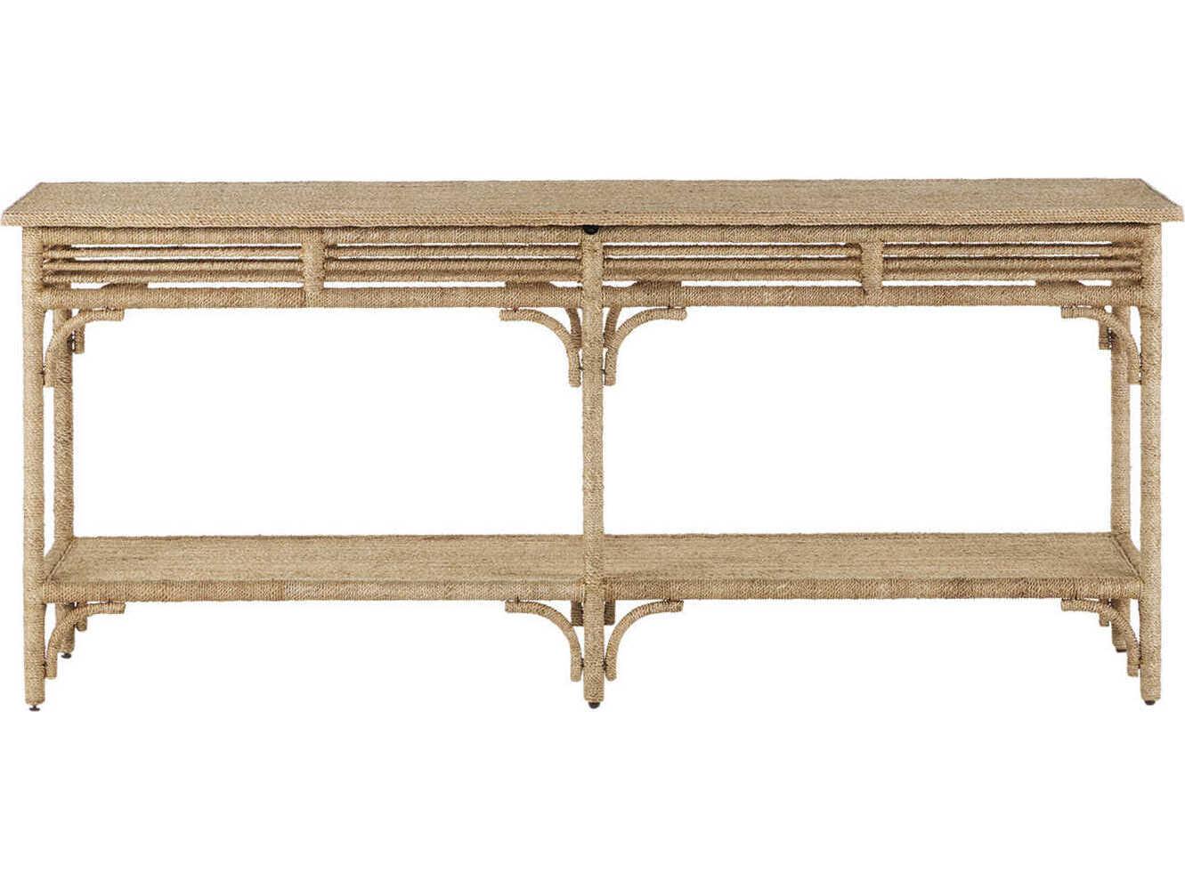 Currey & Company Olisa Rectangular Wood Natural Brown Carafe Console Table