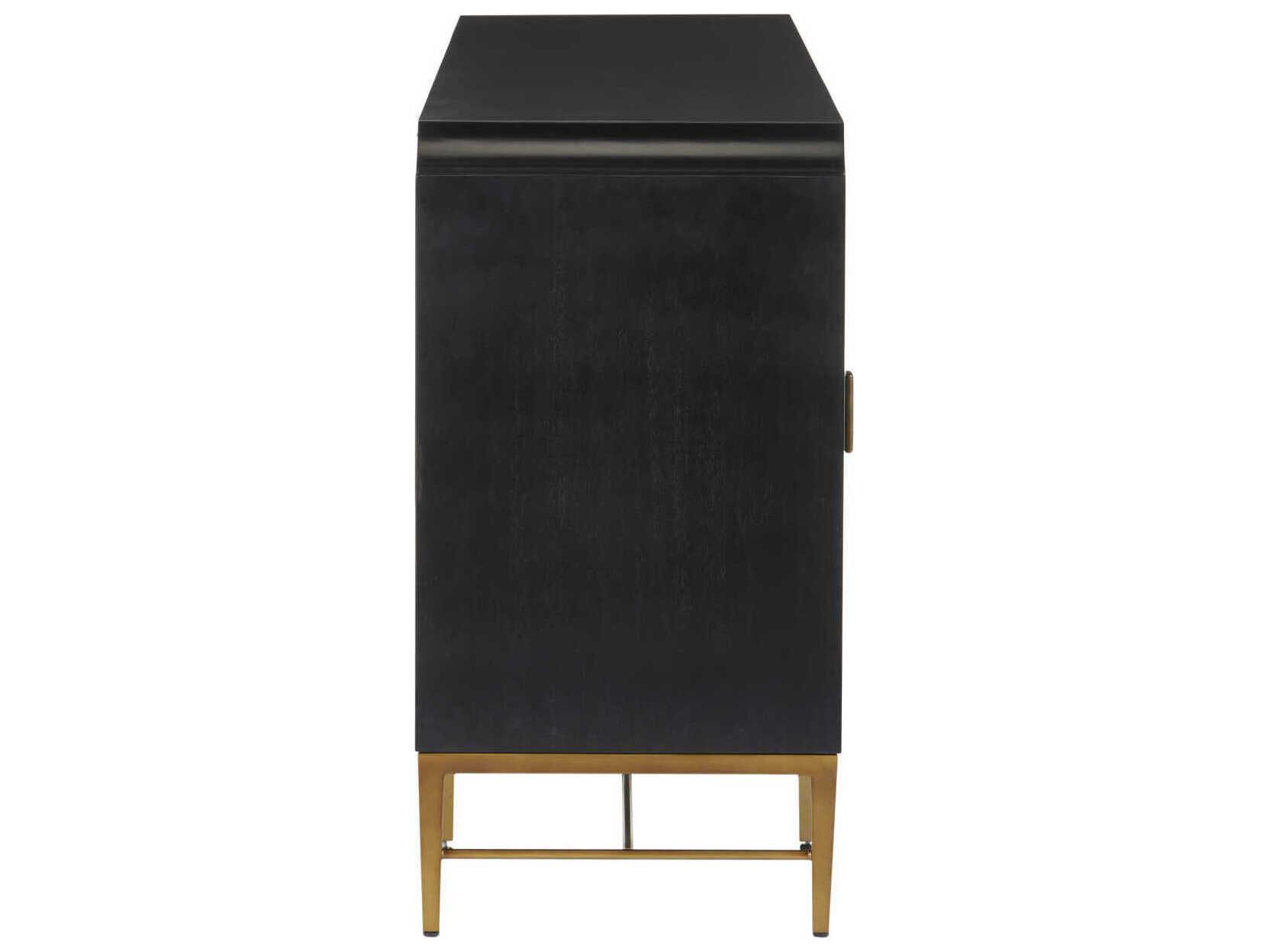 Currey & Company Kallista 80" Hardwood Dark Sapphire Caviar Black Sideboard