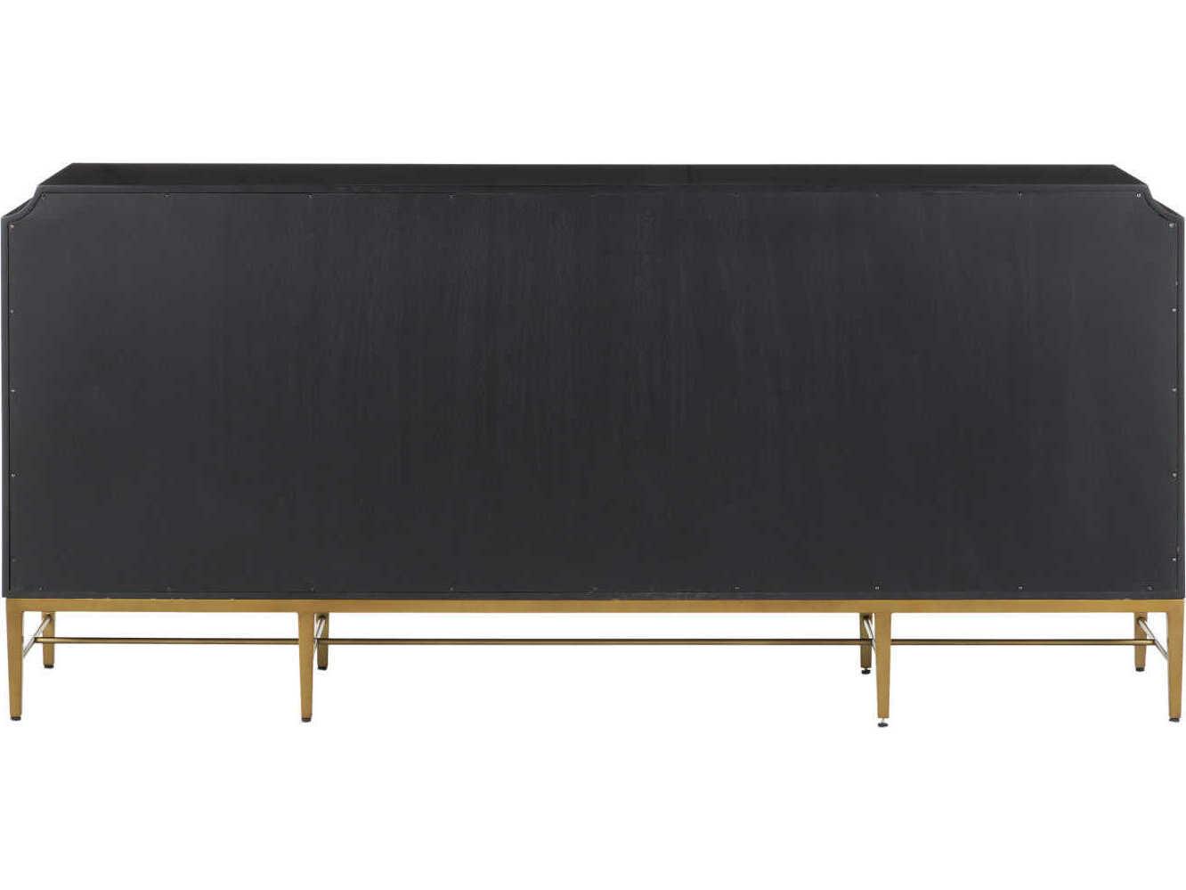 Currey & Company Kallista 80" Hardwood Dark Sapphire Caviar Black Sideboard
