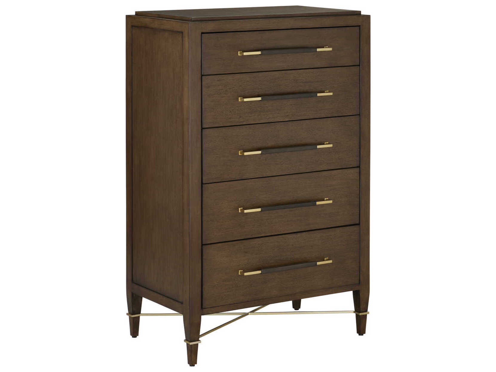 Currey & Company Verona 5-Drawers Coffee Brown Mahogany Wood Accent Chest