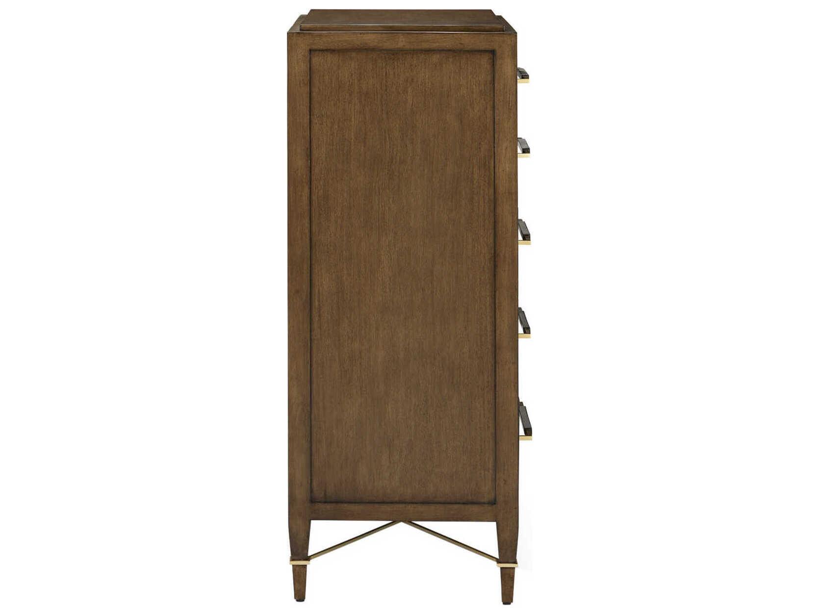 Currey & Company Verona 5-Drawers Coffee Brown Mahogany Wood Accent Chest