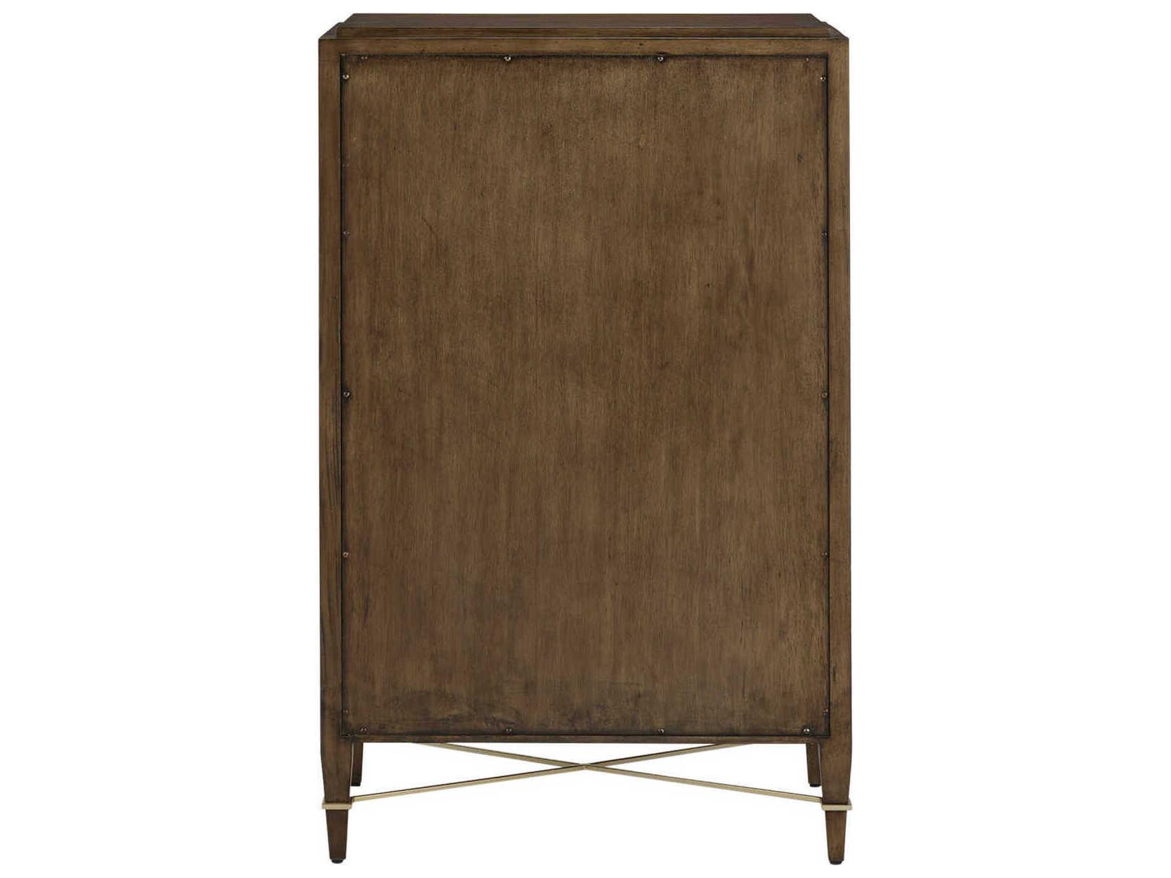 Currey & Company Verona 5-Drawers Coffee Brown Mahogany Wood Accent Chest