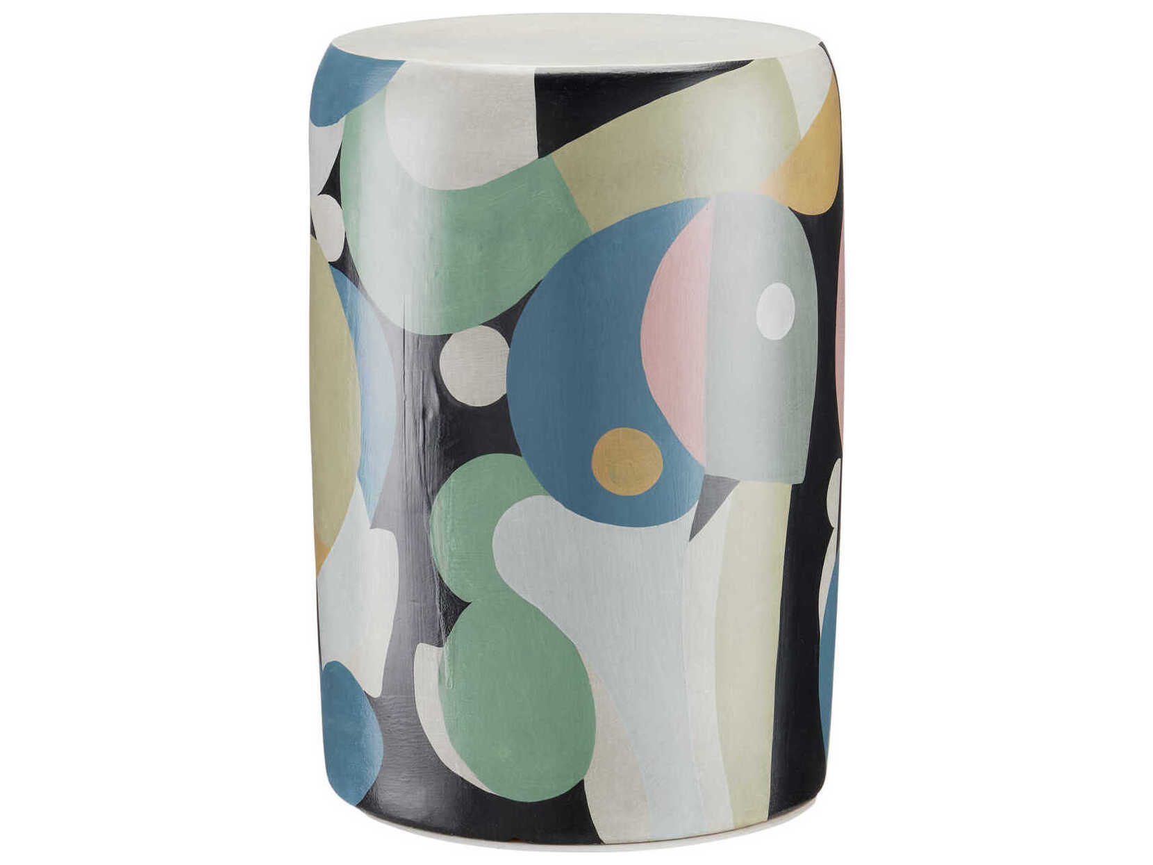 Currey & Company So Nouveau Round Ceramic Multicolor End Table