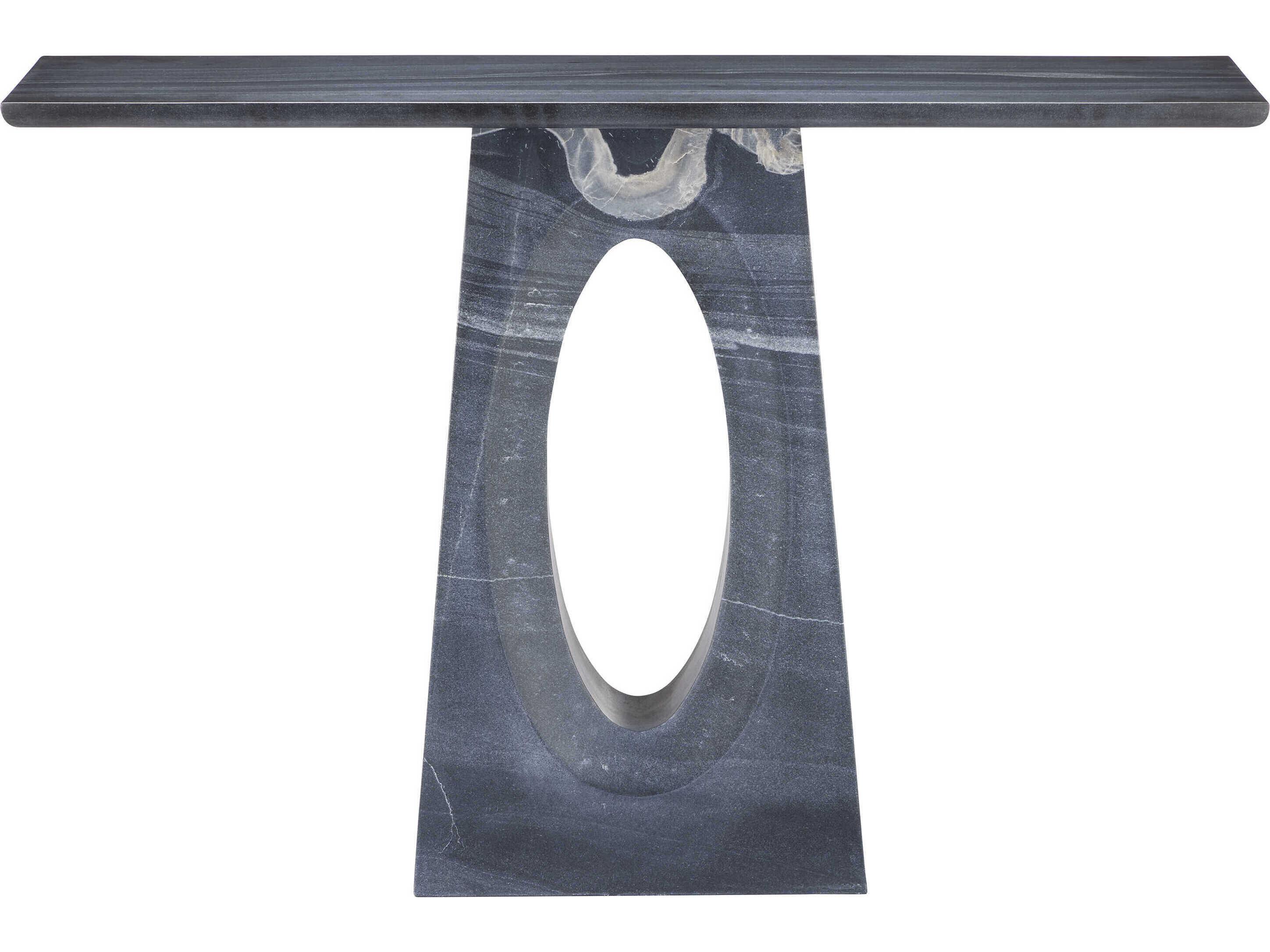 Currey & Company Demi Rectangular Marble Black Console Table