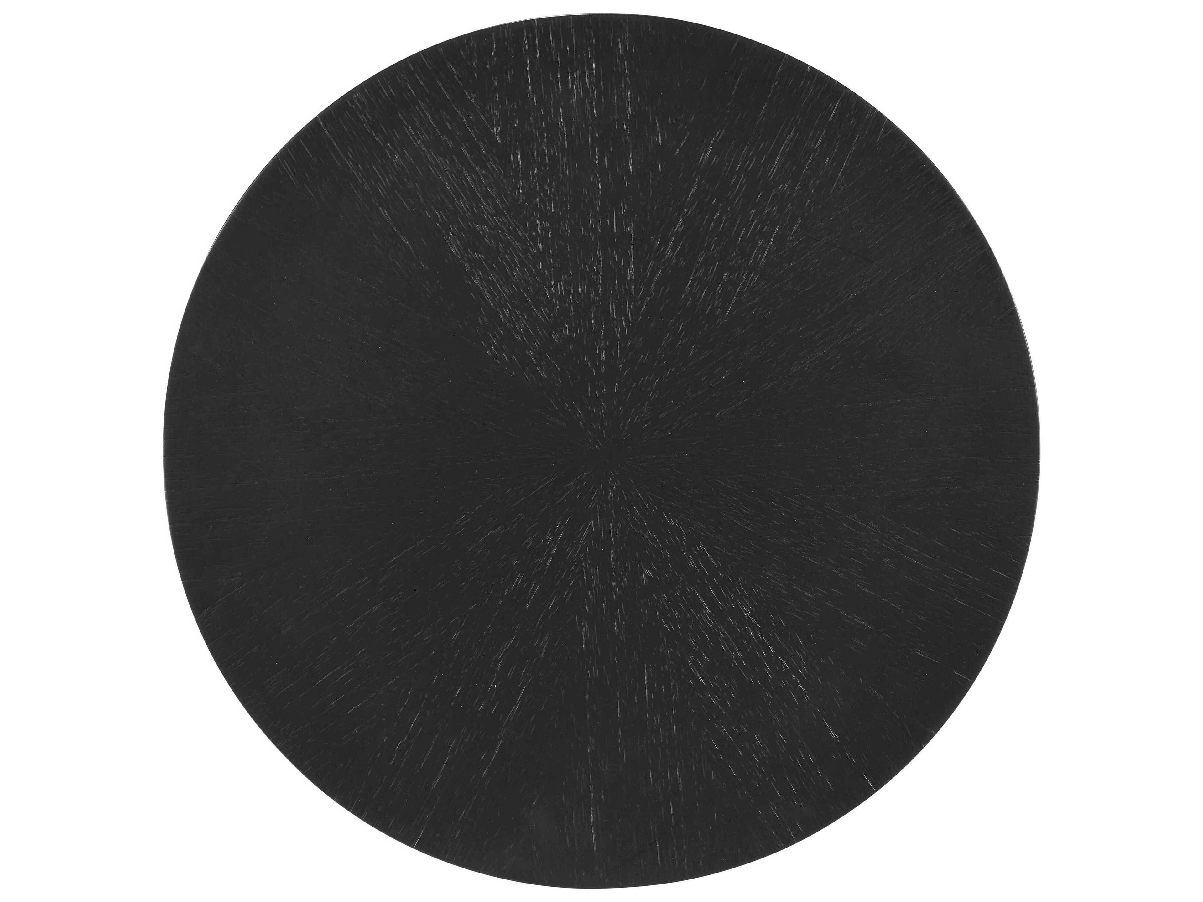 Currey & Company Blake Round Wood Matte Caviar Black Polished Brass End Table