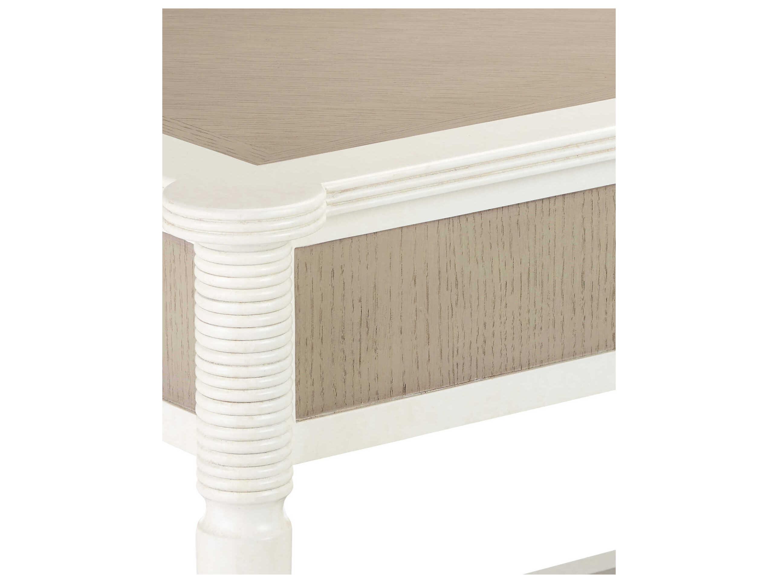 Currey & Company Aster Rectangular Wood Off White Fog Polished Brass Console Table