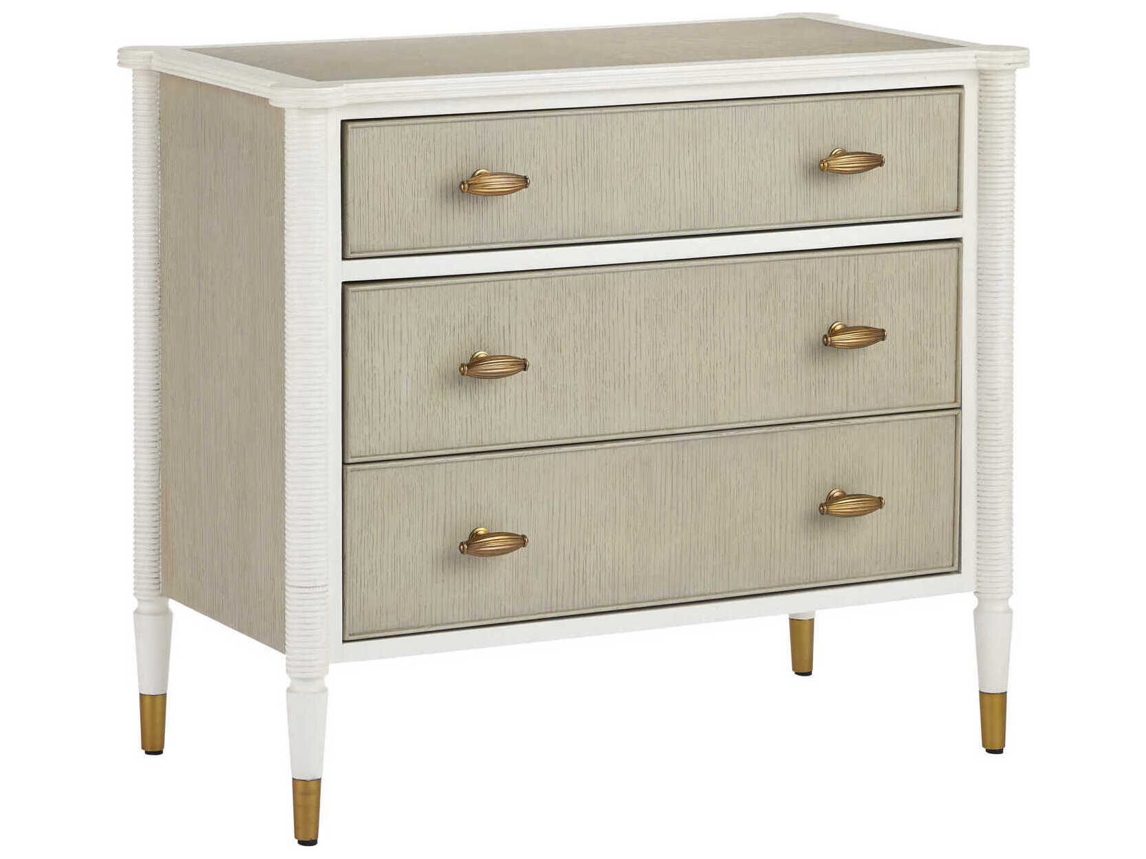 Currey & Company Aster 3-Drawers Mahogany Wood Chest Nightstand