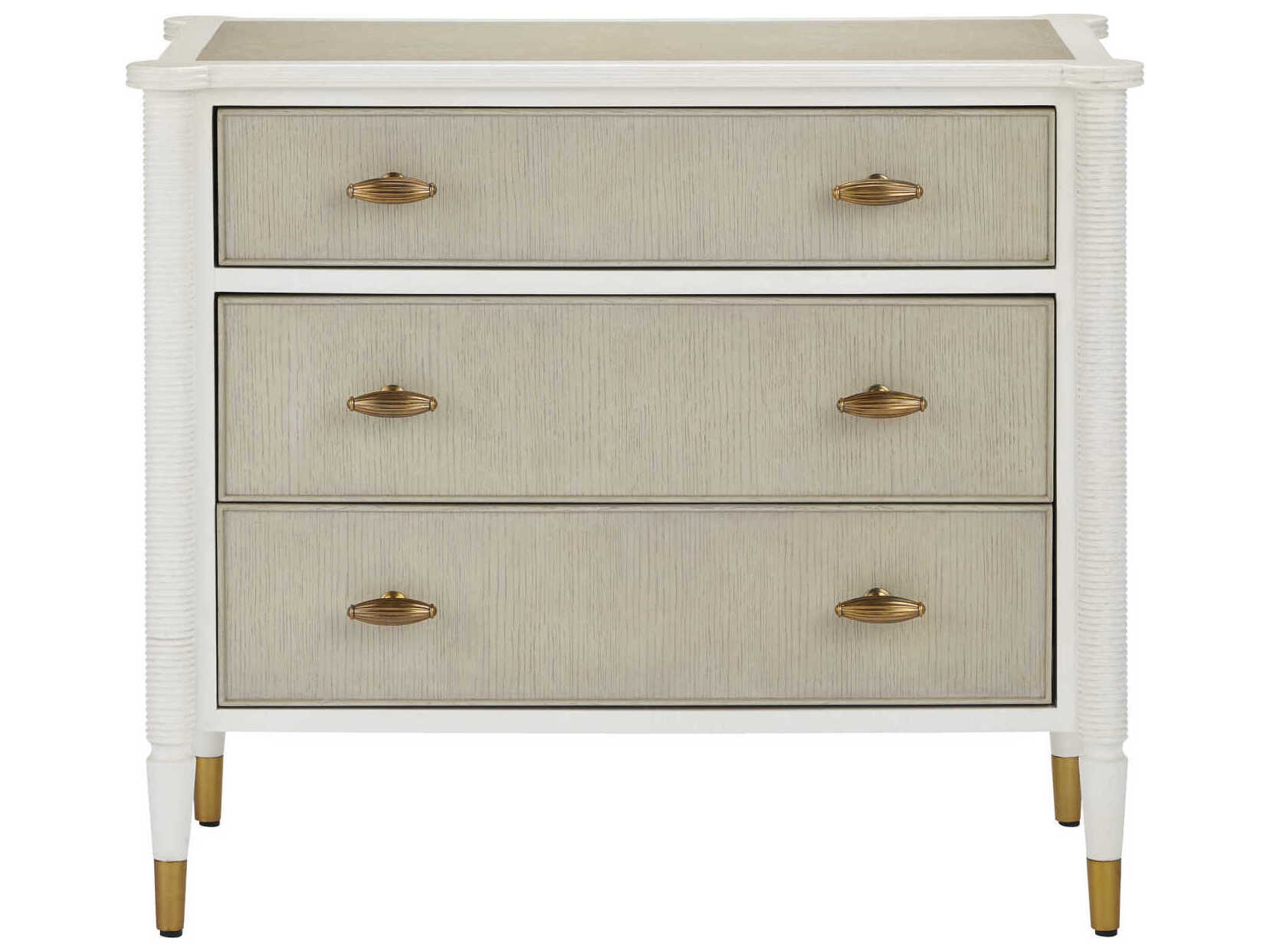 Currey & Company Aster 3-Drawers Mahogany Wood Chest Nightstand