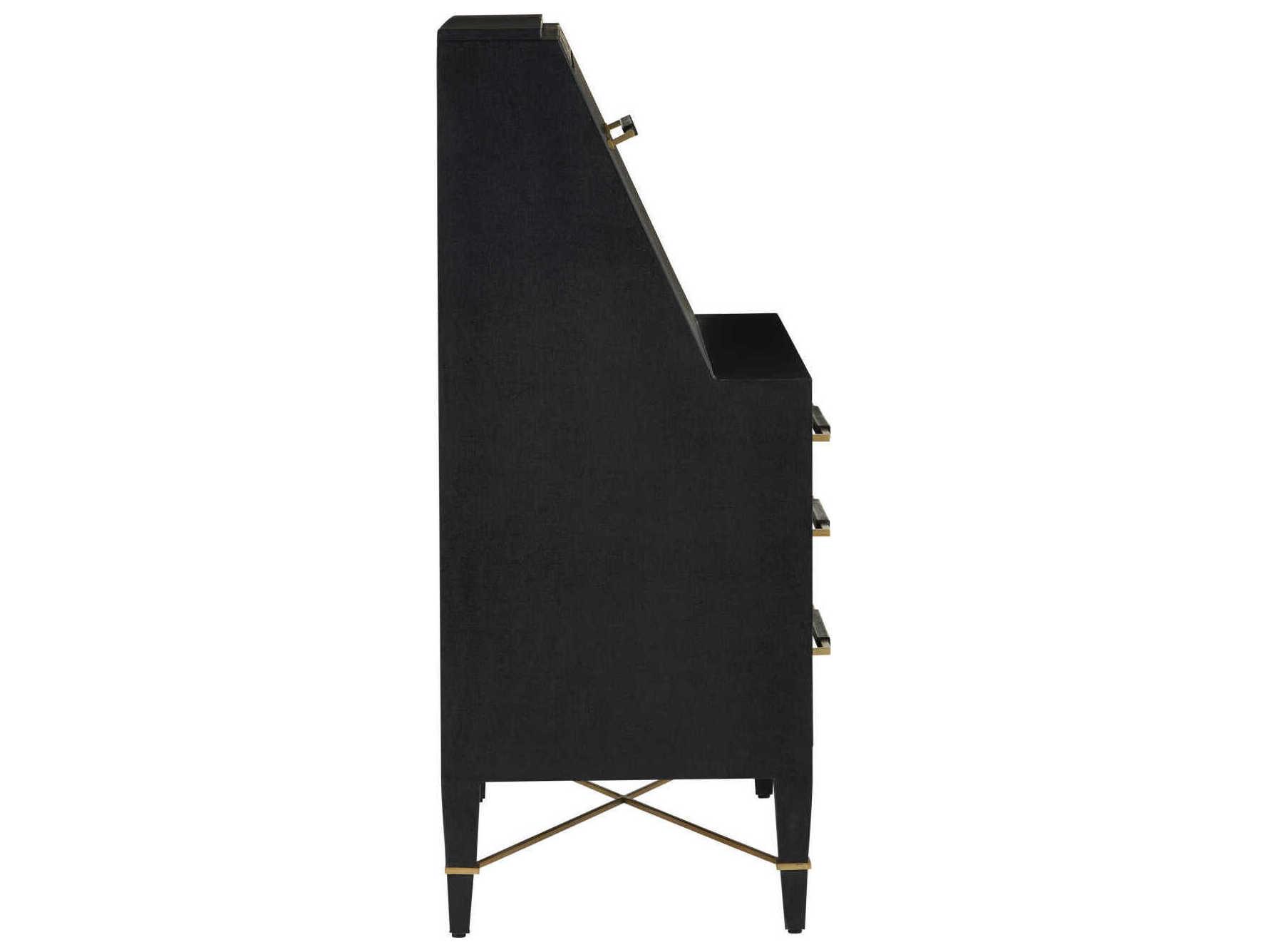 Currey & Company Verona Black Mahogany Wood Secretary Desk