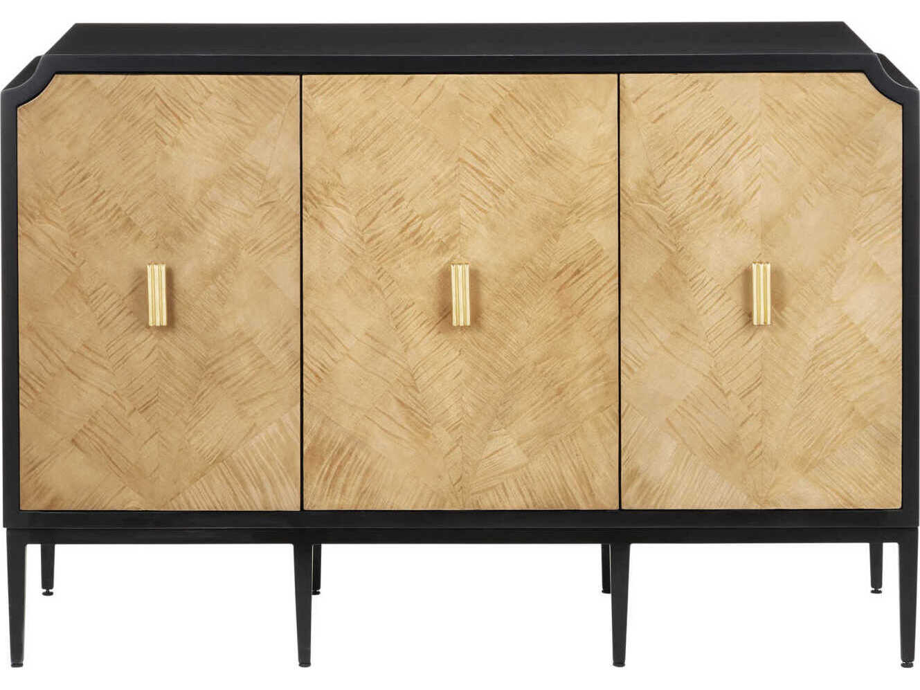 Currey & Company Kallista 54" Hardwood Taupe Caviar Black Polished Brass Sideboard
