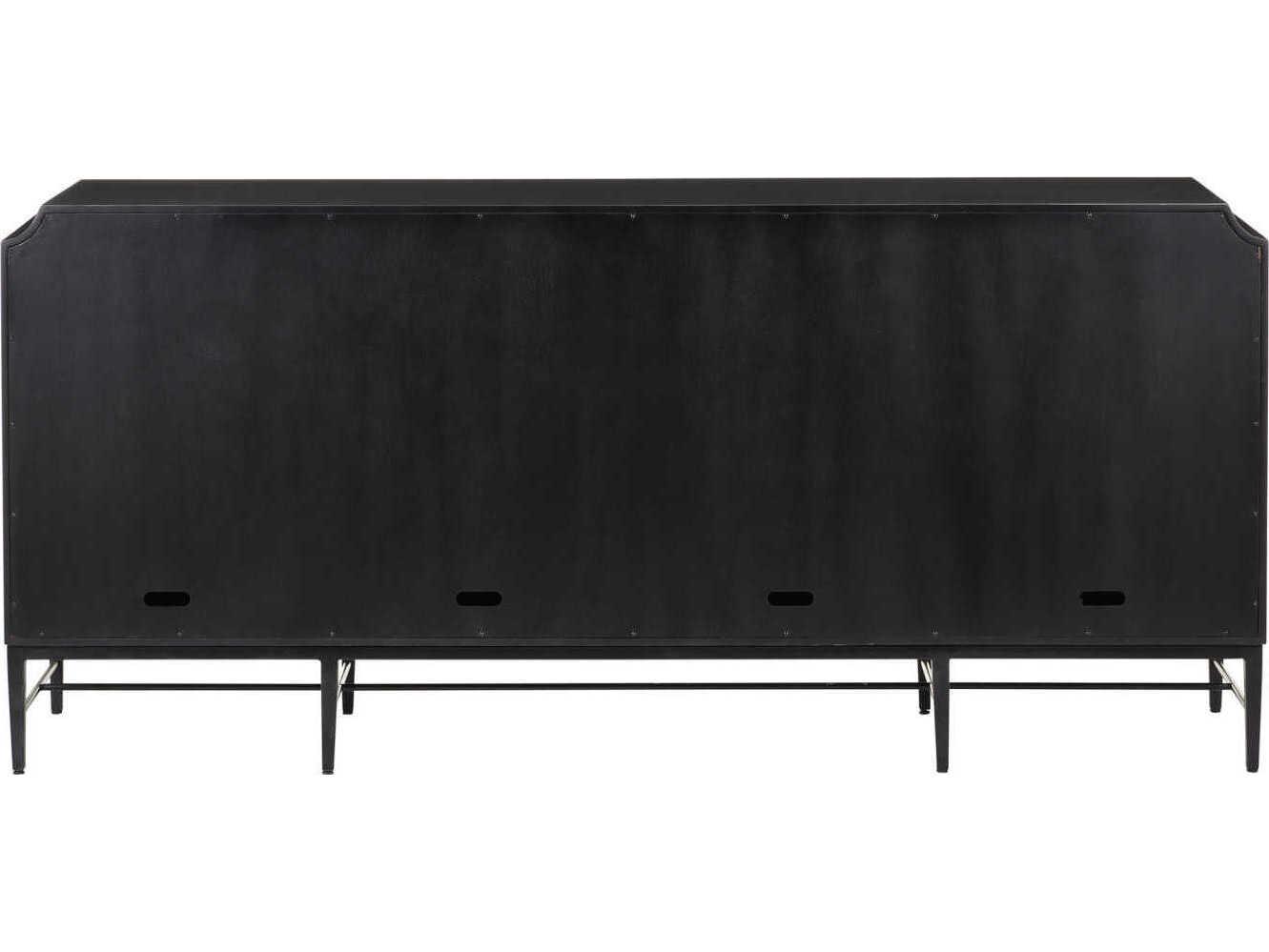 Currey & Company Kallista 80" Hardwood Taupe Caviar Black Polished Brass Credenza Sideboard