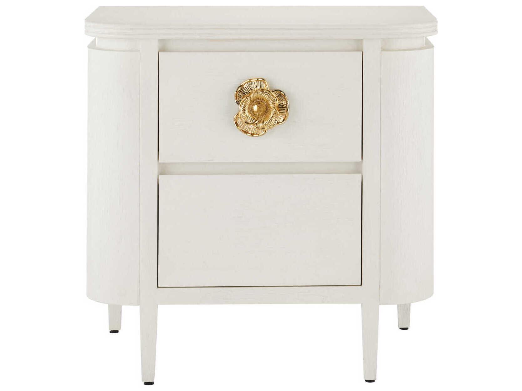 Currey & Company Briallen 2-Drawers Oak Wood Nightstand