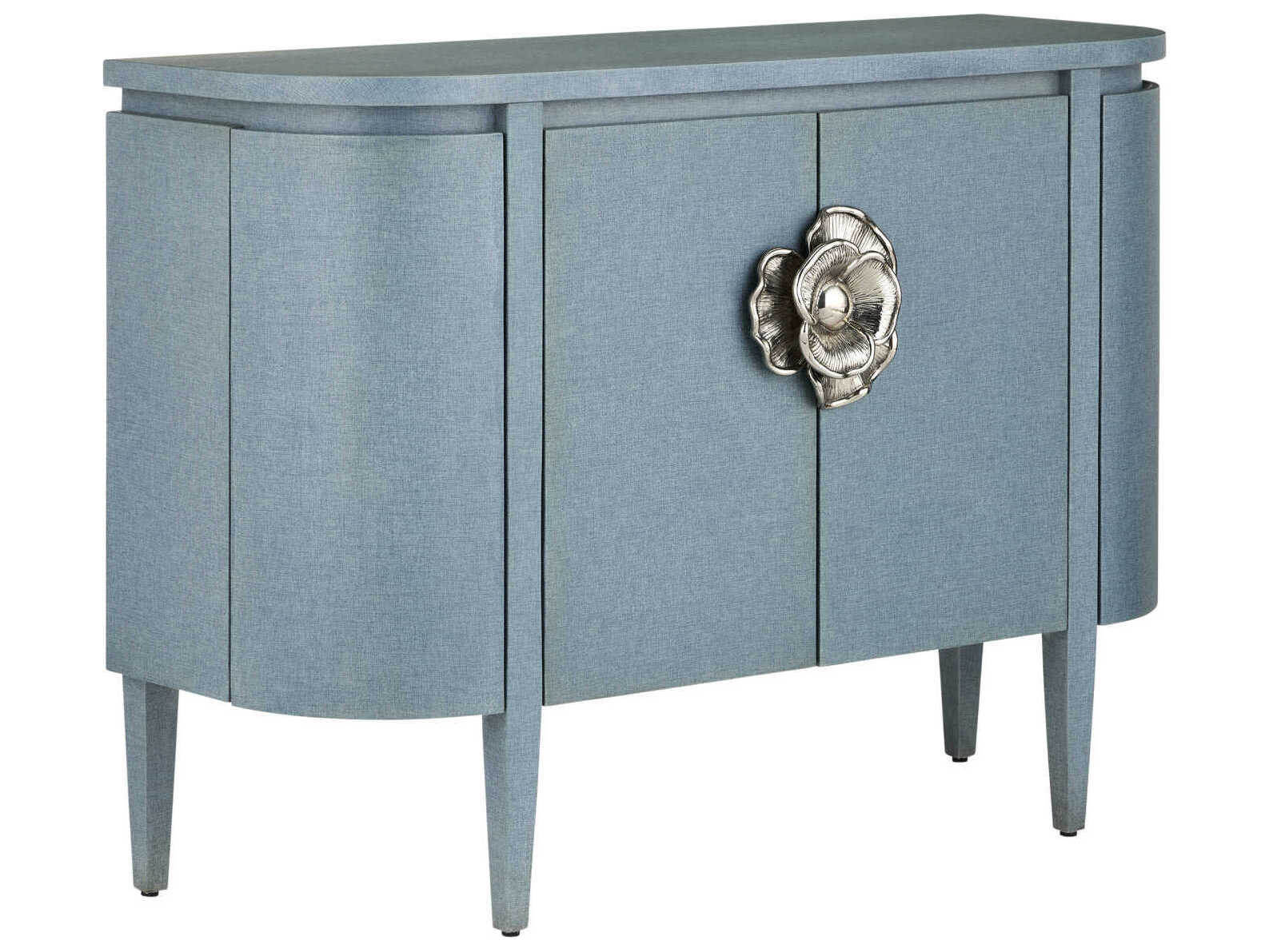 Currey & Company Briallen Blue Oak Wood Accent Chest
