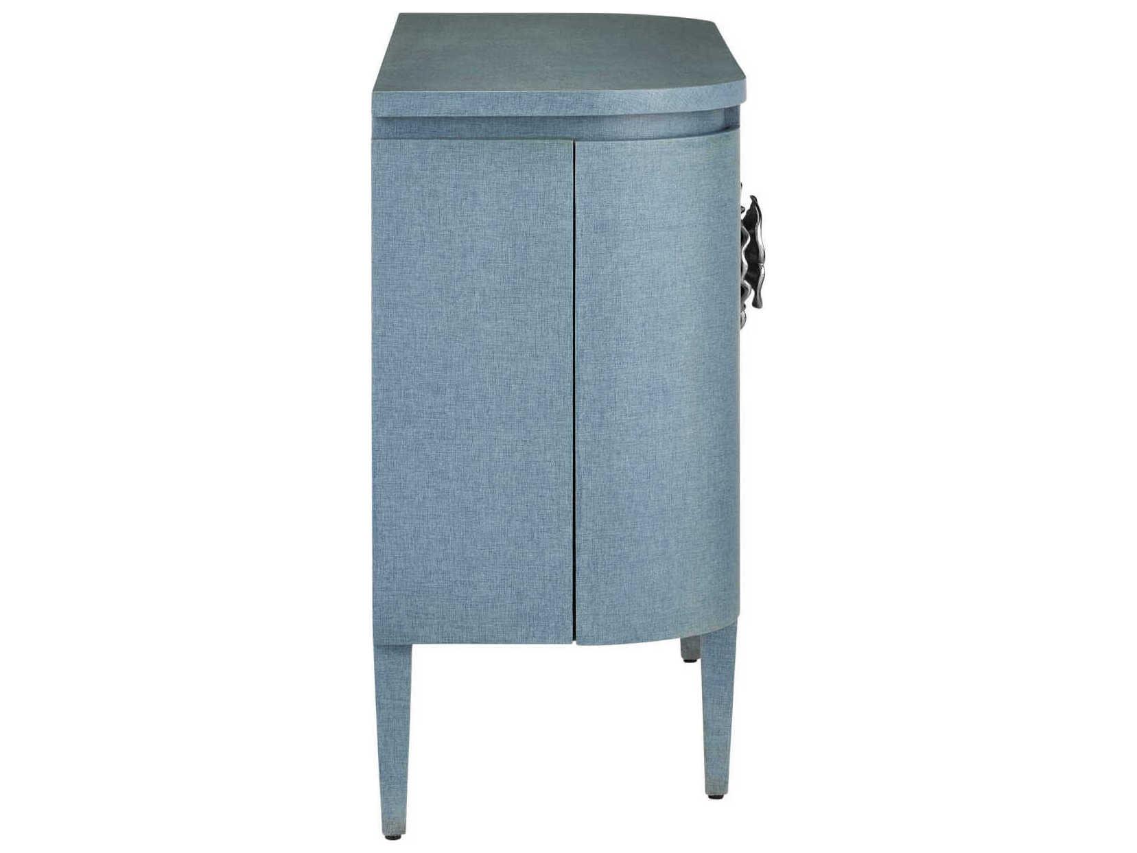 Currey & Company Briallen Blue Oak Wood Accent Chest