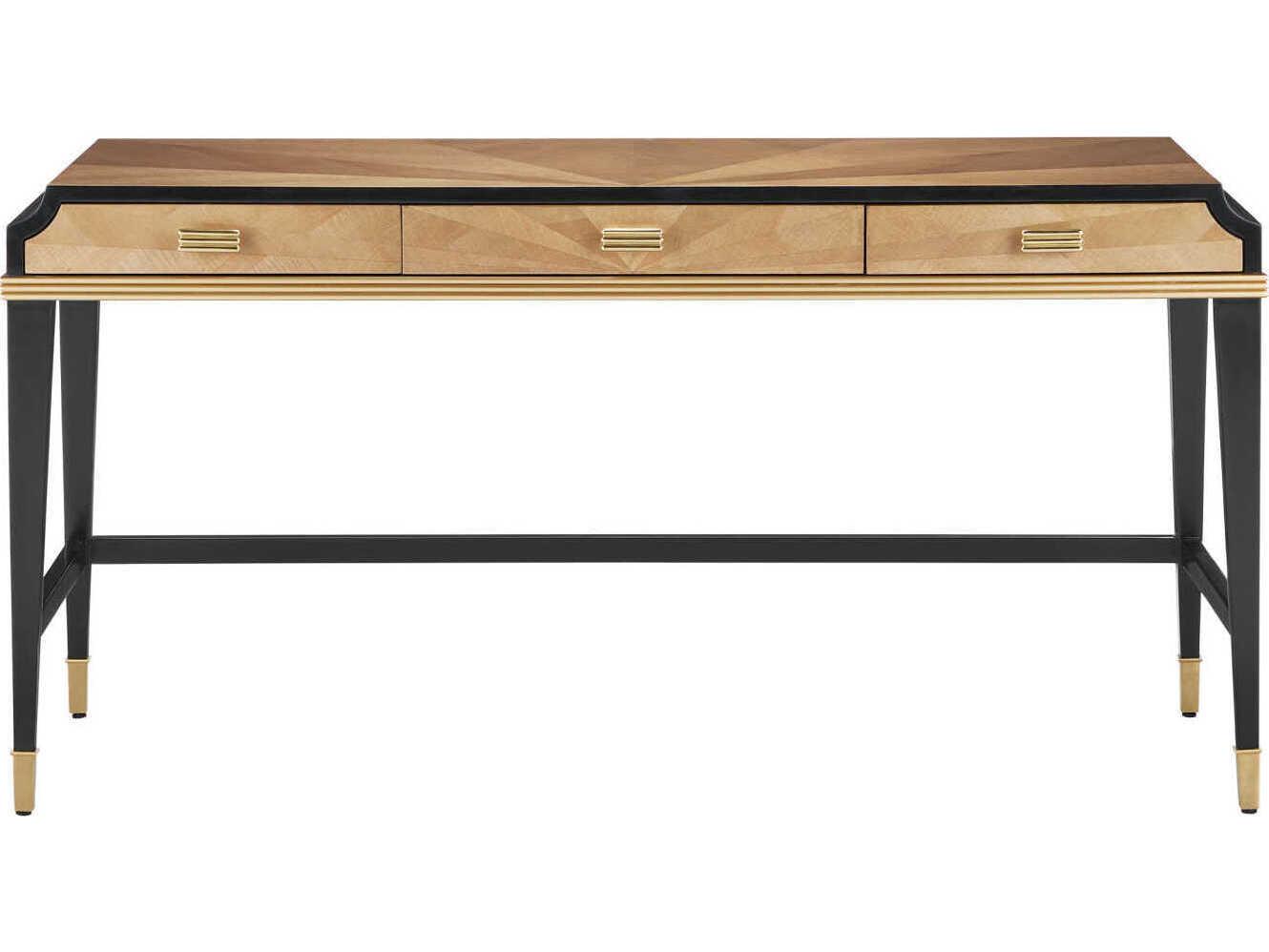 Currey & Company Kallista Taupe Caviar Black Secretary Desk