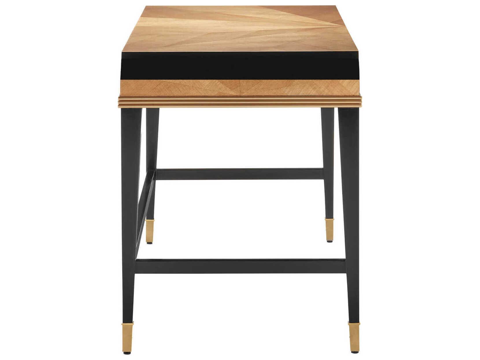 Currey & Company Kallista Taupe Caviar Black Secretary Desk