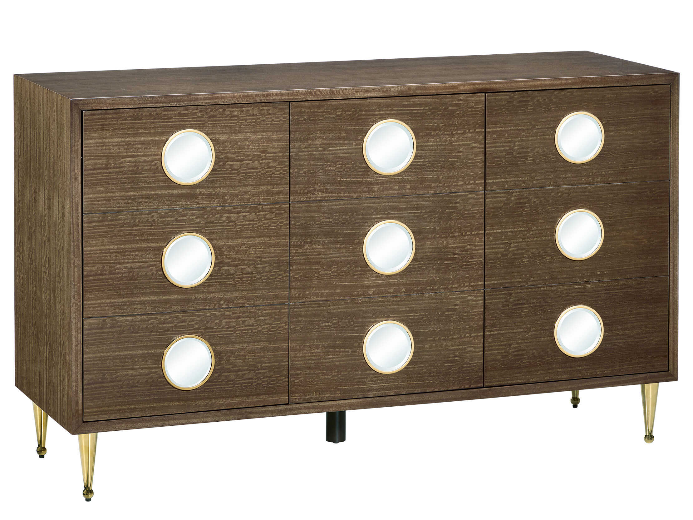 Currey & Company Colette 60" Tawny Brown Polished Brass Mirror Accent Chest