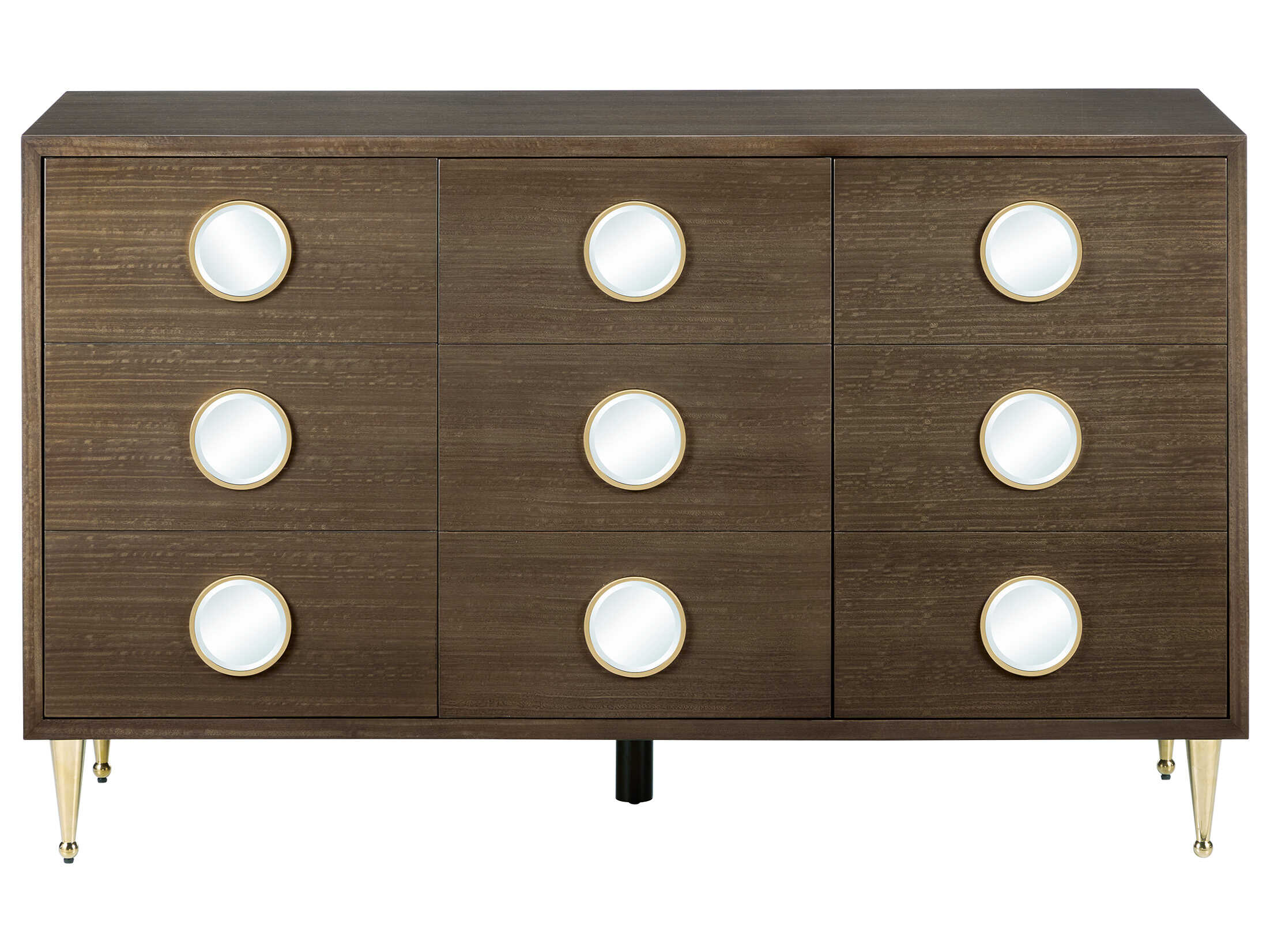 Currey & Company Colette 60" Tawny Brown Polished Brass Mirror Accent Chest