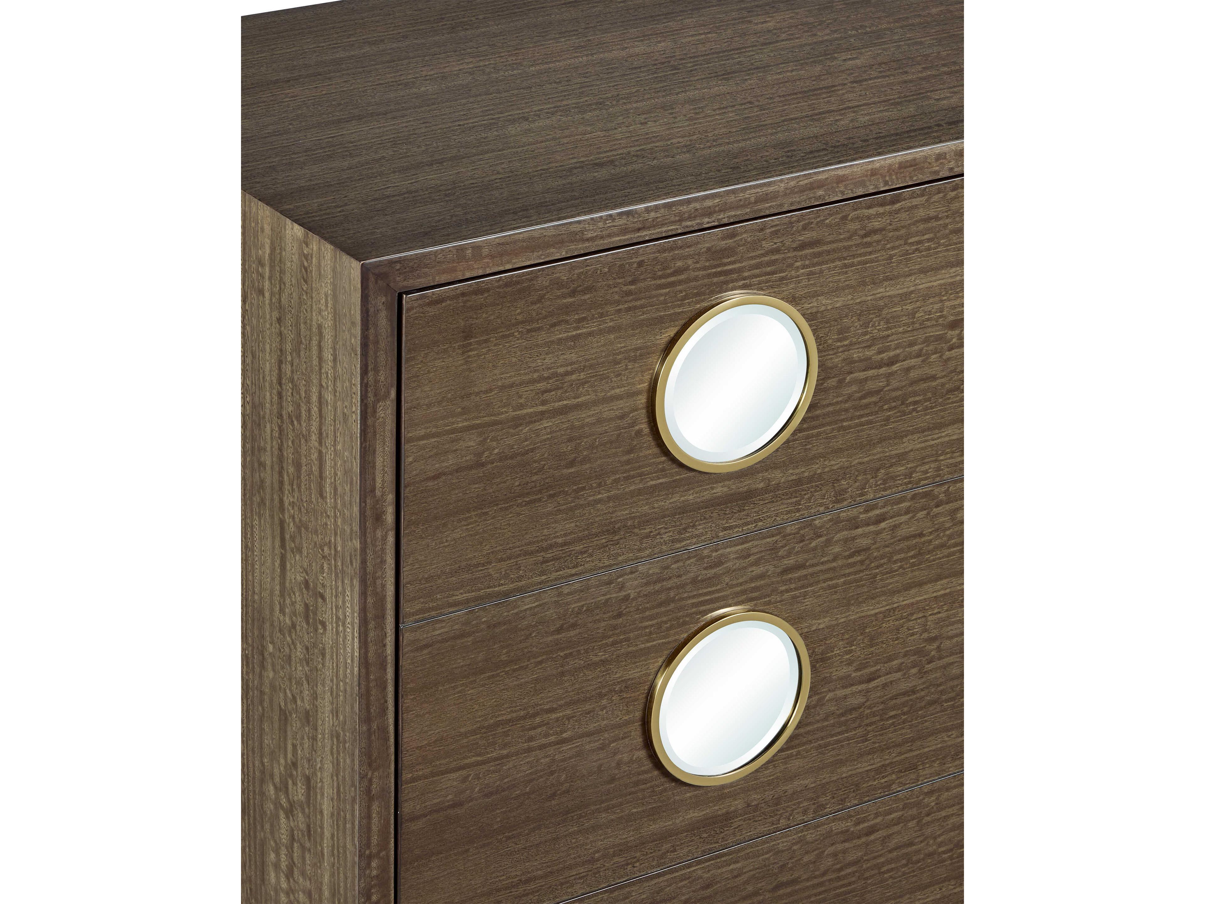 Currey & Company Colette 60" Tawny Brown Polished Brass Mirror Accent Chest