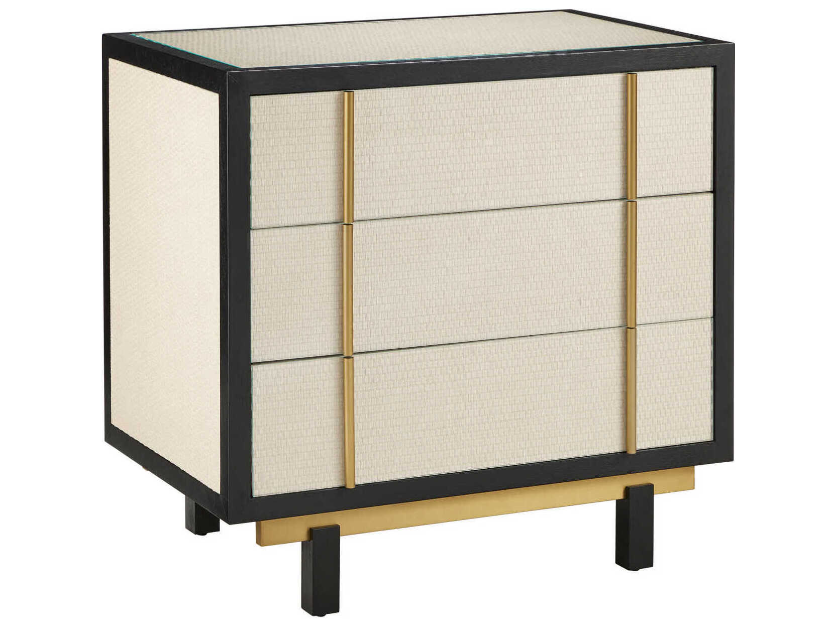 Currey & Company Deanna 3-Drawers Beige Nightstand