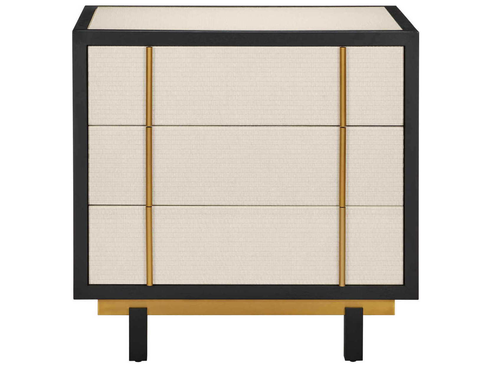 Currey & Company Deanna 3-Drawers Beige Nightstand