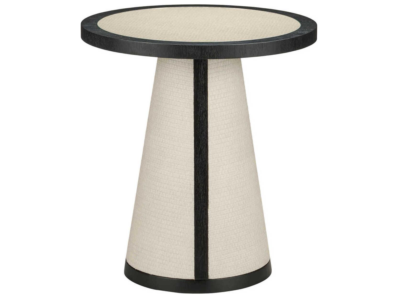 Currey & Company Deanna 22" Round Wood Ivory Black End Table