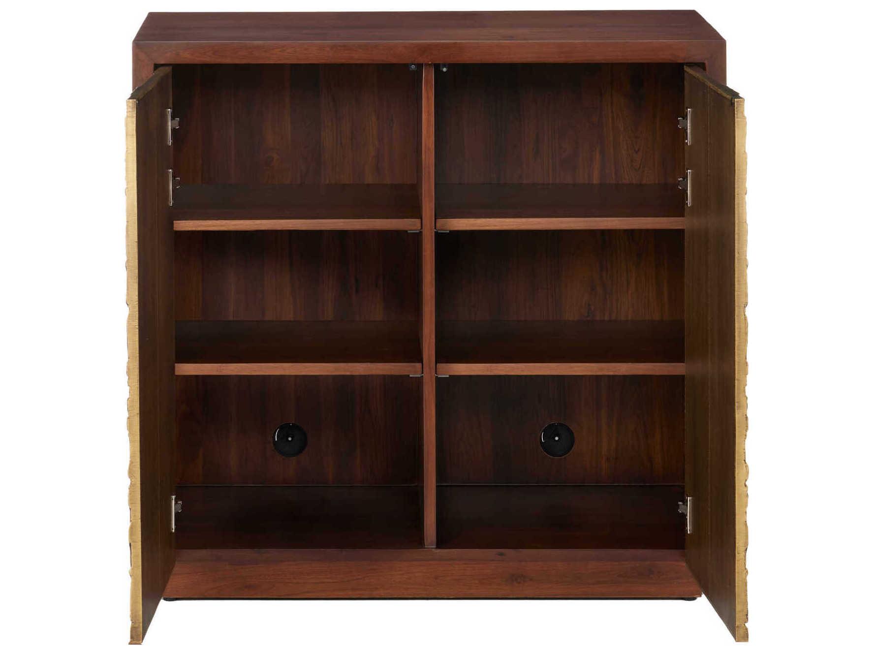 Currey & Company Jardin Walnut Antique Brass Teak Wood Accent Chest