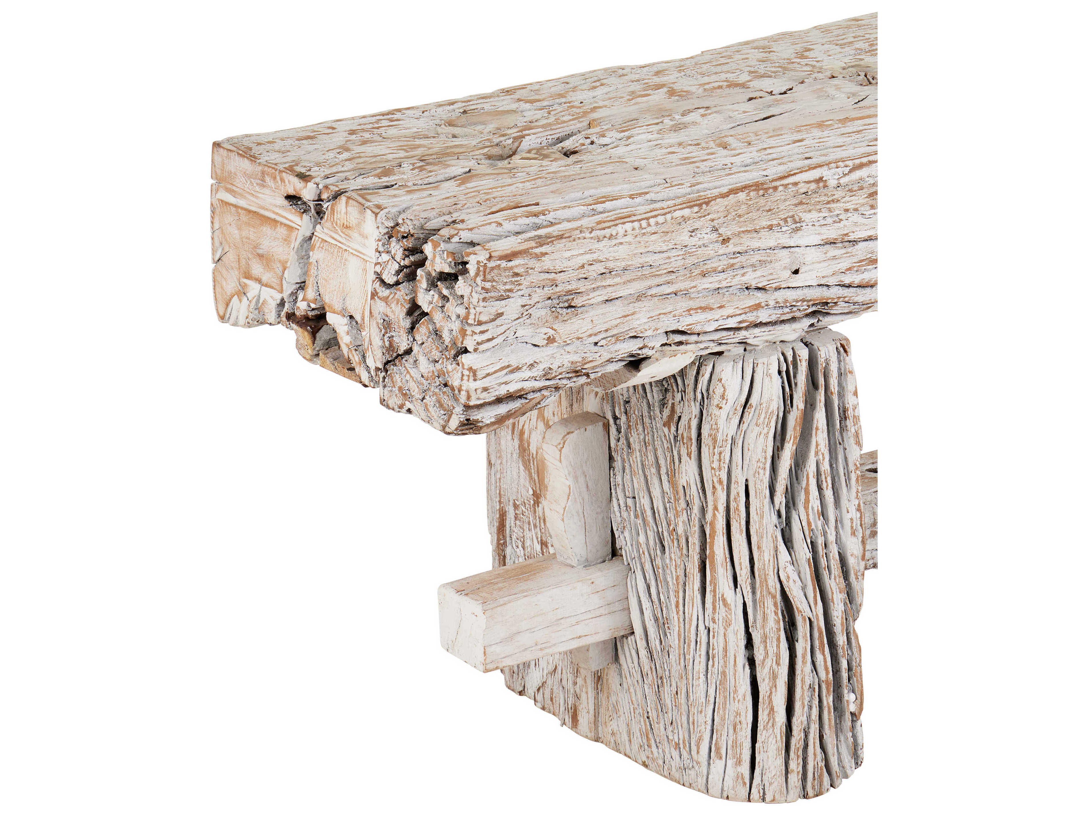 Currey & Company Holland Whitewash Accent Bench