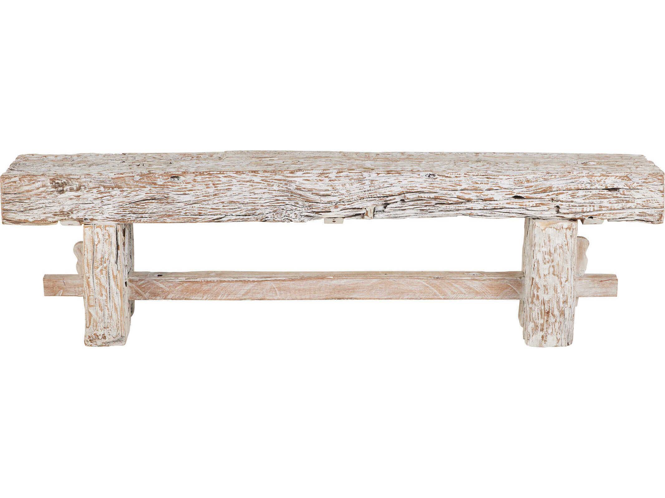 Currey & Company Holland Whitewash Accent Bench