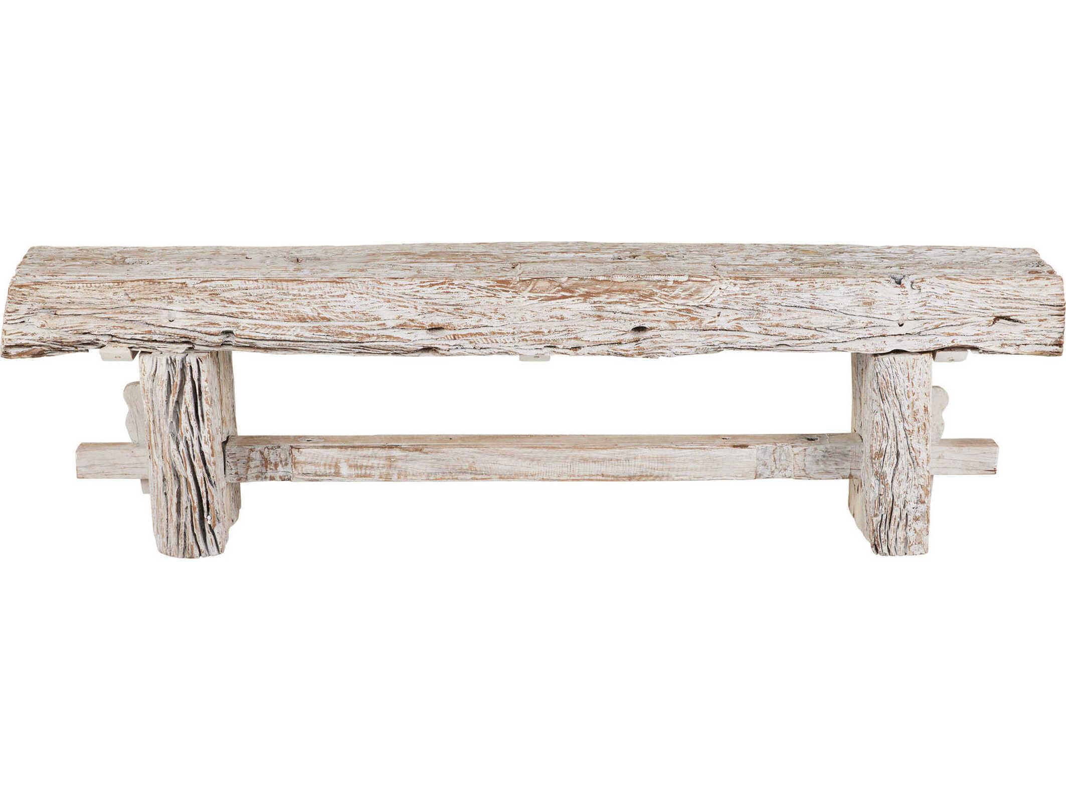 Currey & Company Holland Whitewash Accent Bench