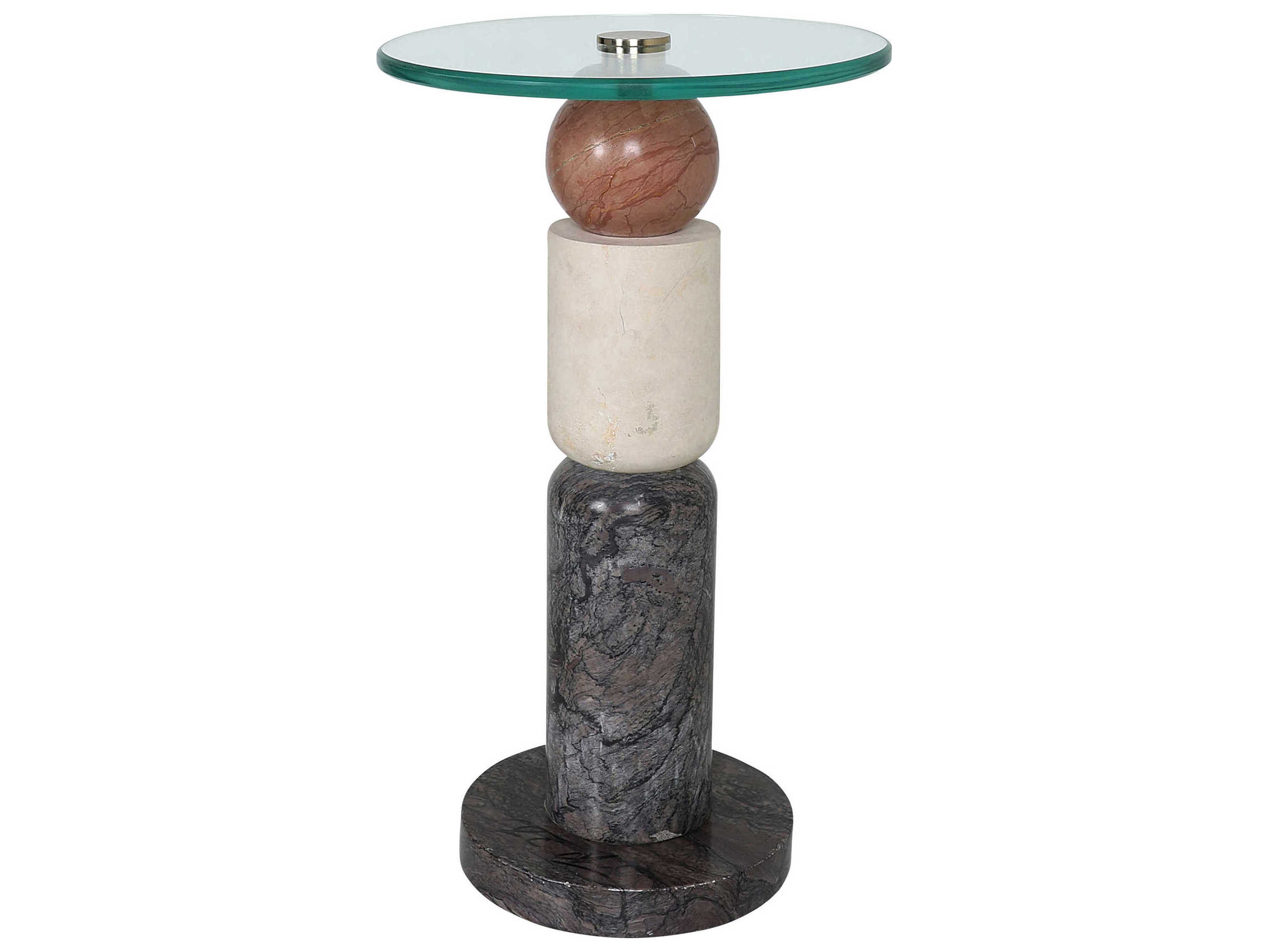 Currey & Company Moreno Round Glass Natural Brass Clear End Table