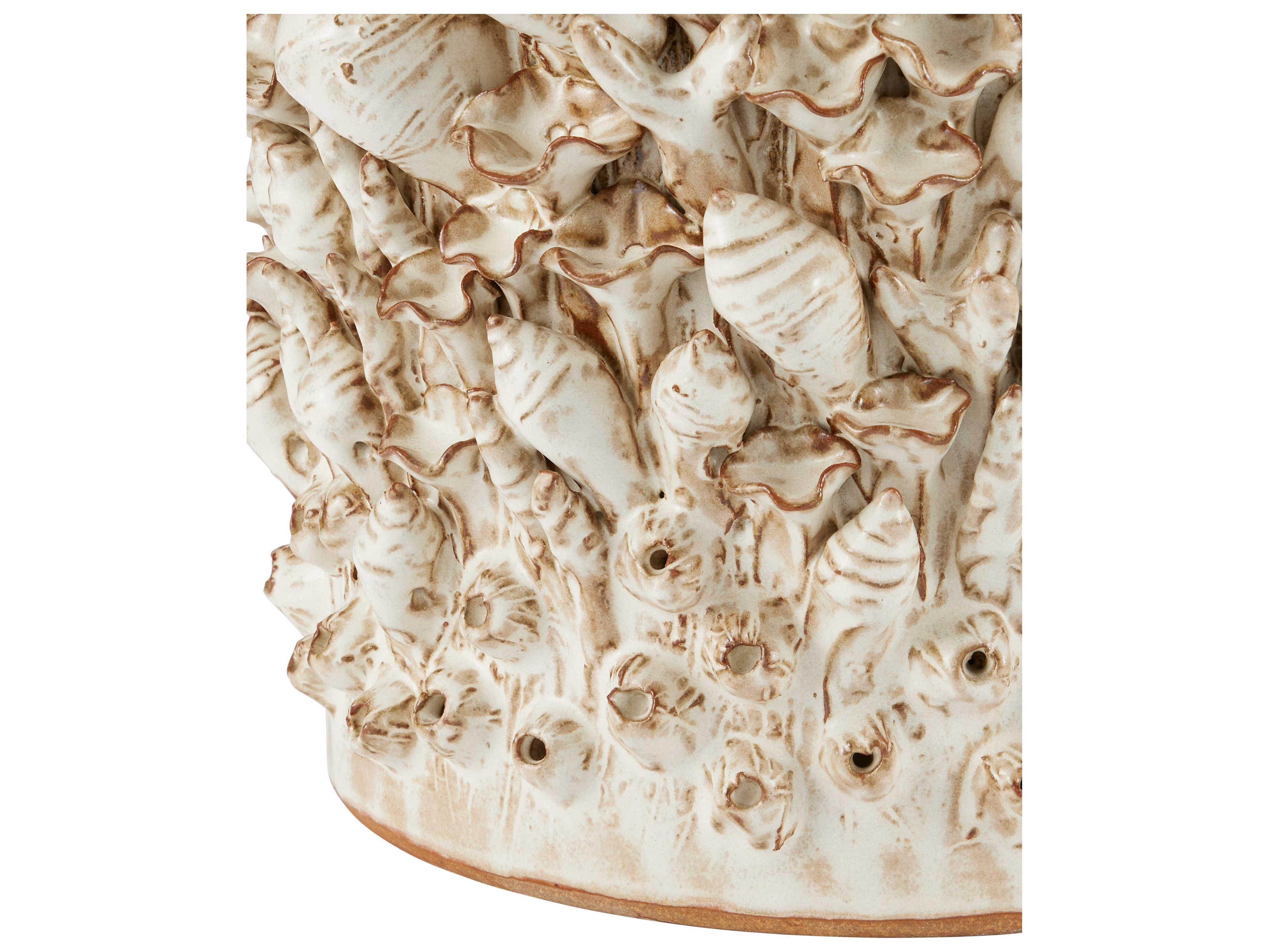 Currey & Company Corfu Round Ceramic Milky White End Table