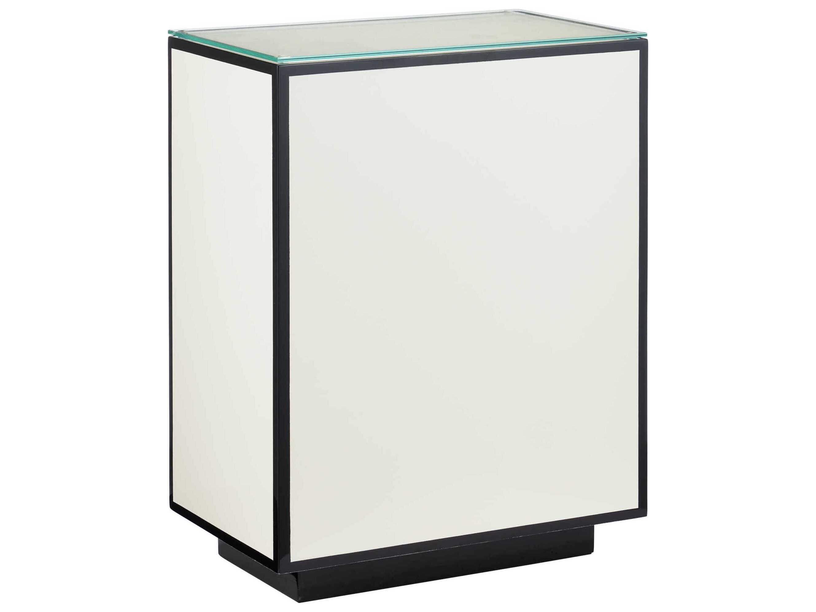 Currey & Company Rectangular Glass Polished Ivory End Table