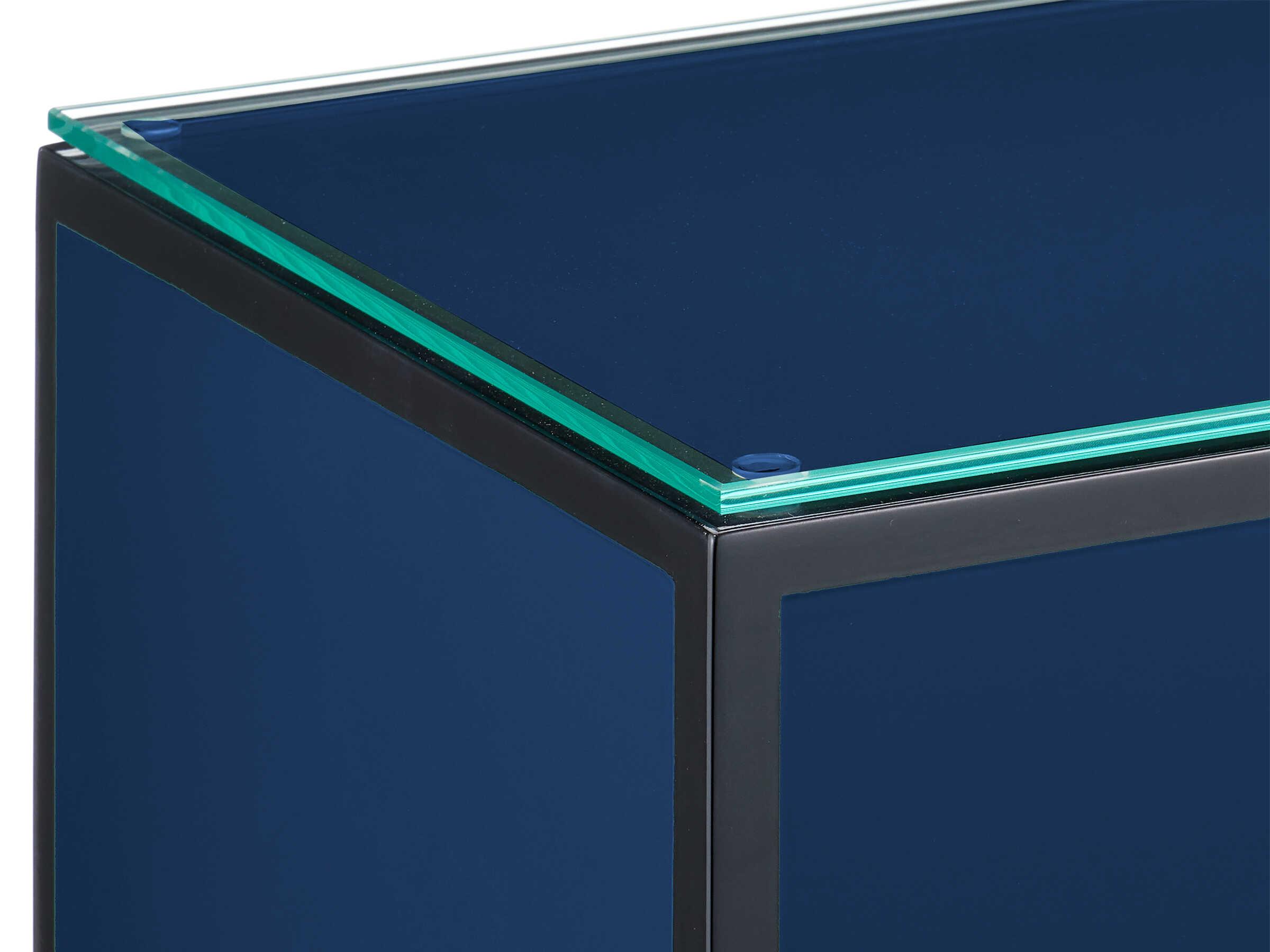 Currey & Company Rectangular Glass Polished Blue End Table