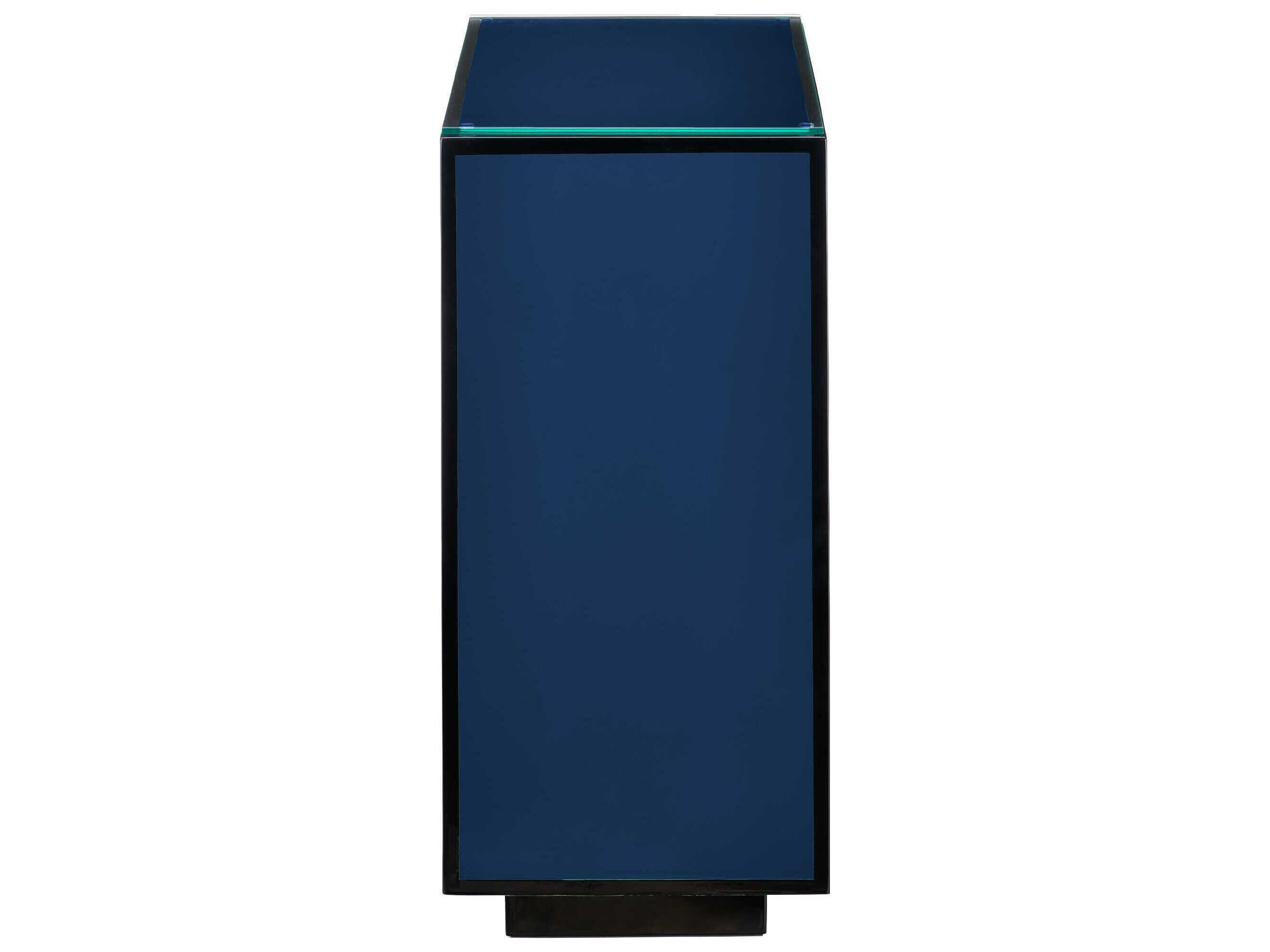 Currey & Company Rectangular Glass Polished Blue End Table