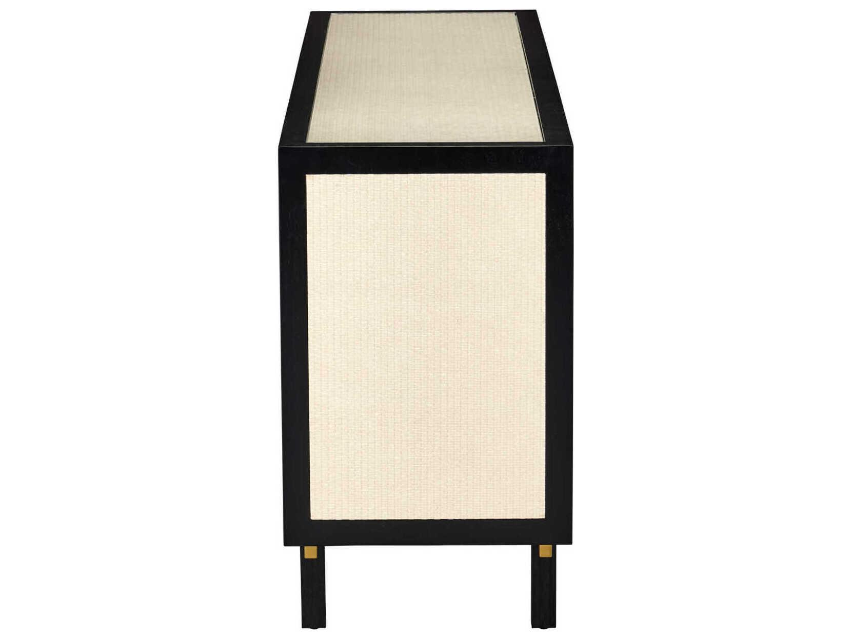 Currey & Company Deanna Rectangular Glass Ivory Black Brushed Brass Console Table
